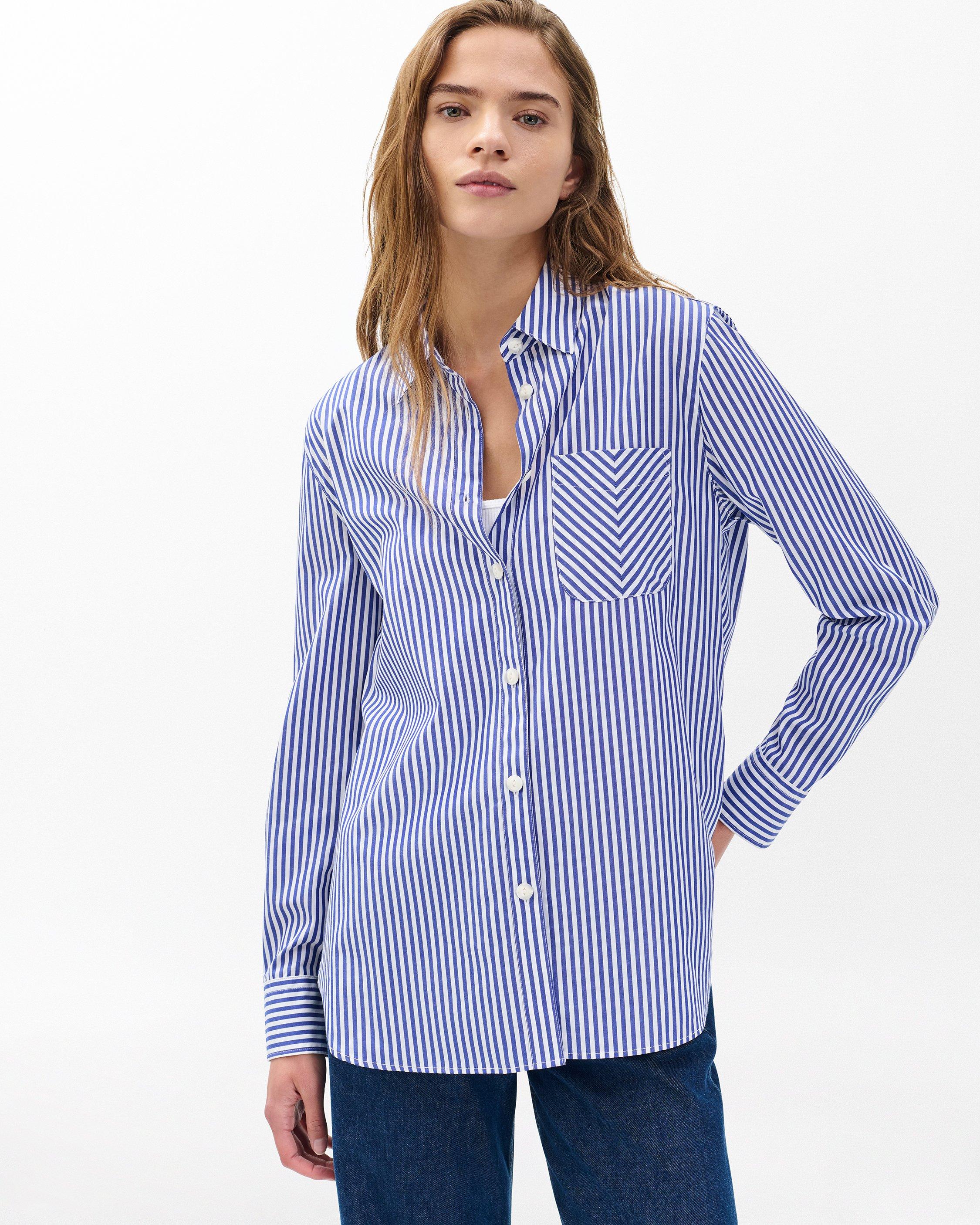 Maxine Poplin Stripe Shirt - Blue Stripe | rag & bone