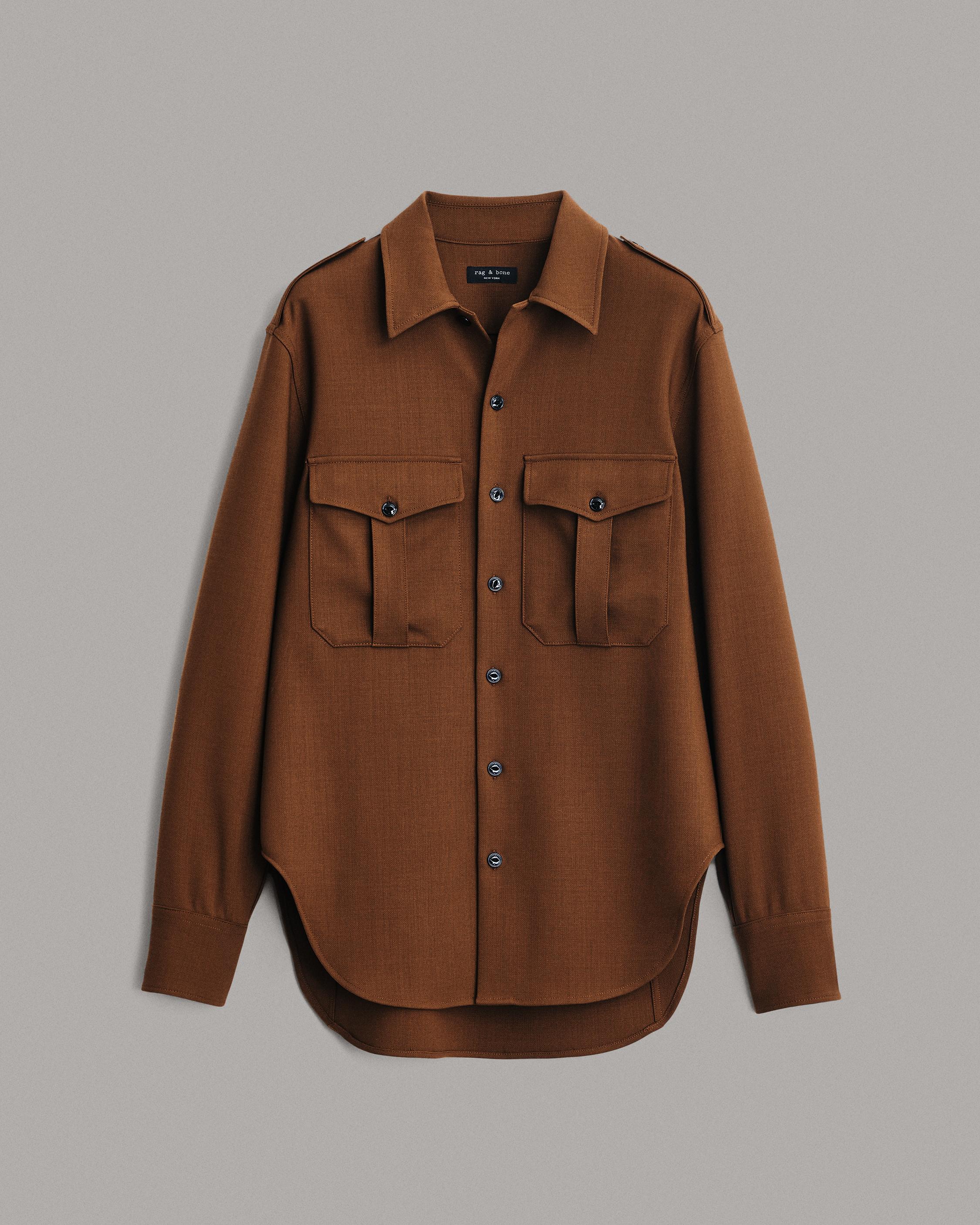 Howie Twill Military Button Down Shirt Camel rag & bone