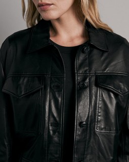 Kaye Leather Shirt Jacket image number 6
