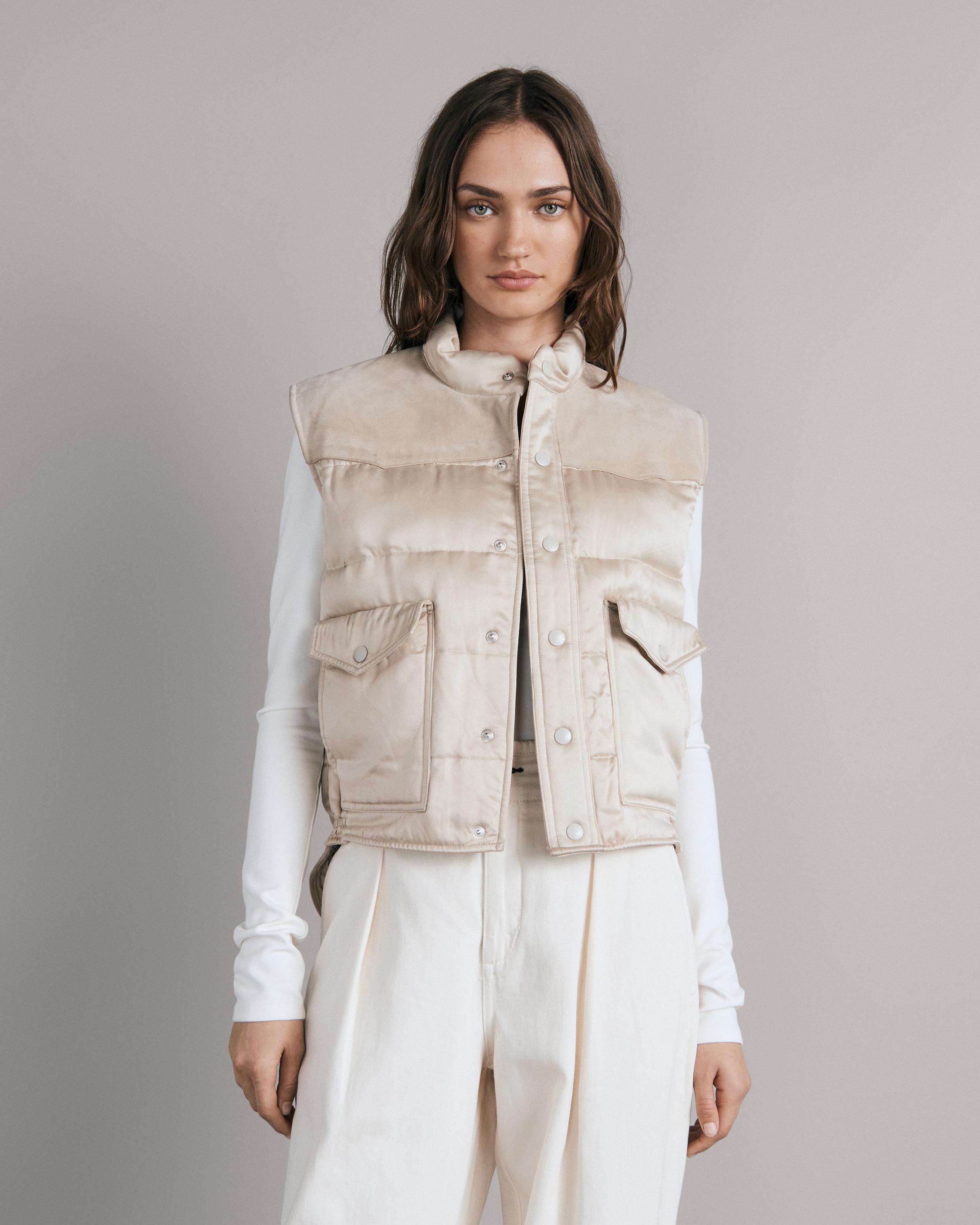 Erica Satin Puffer Vest - Taupe | rag & bone