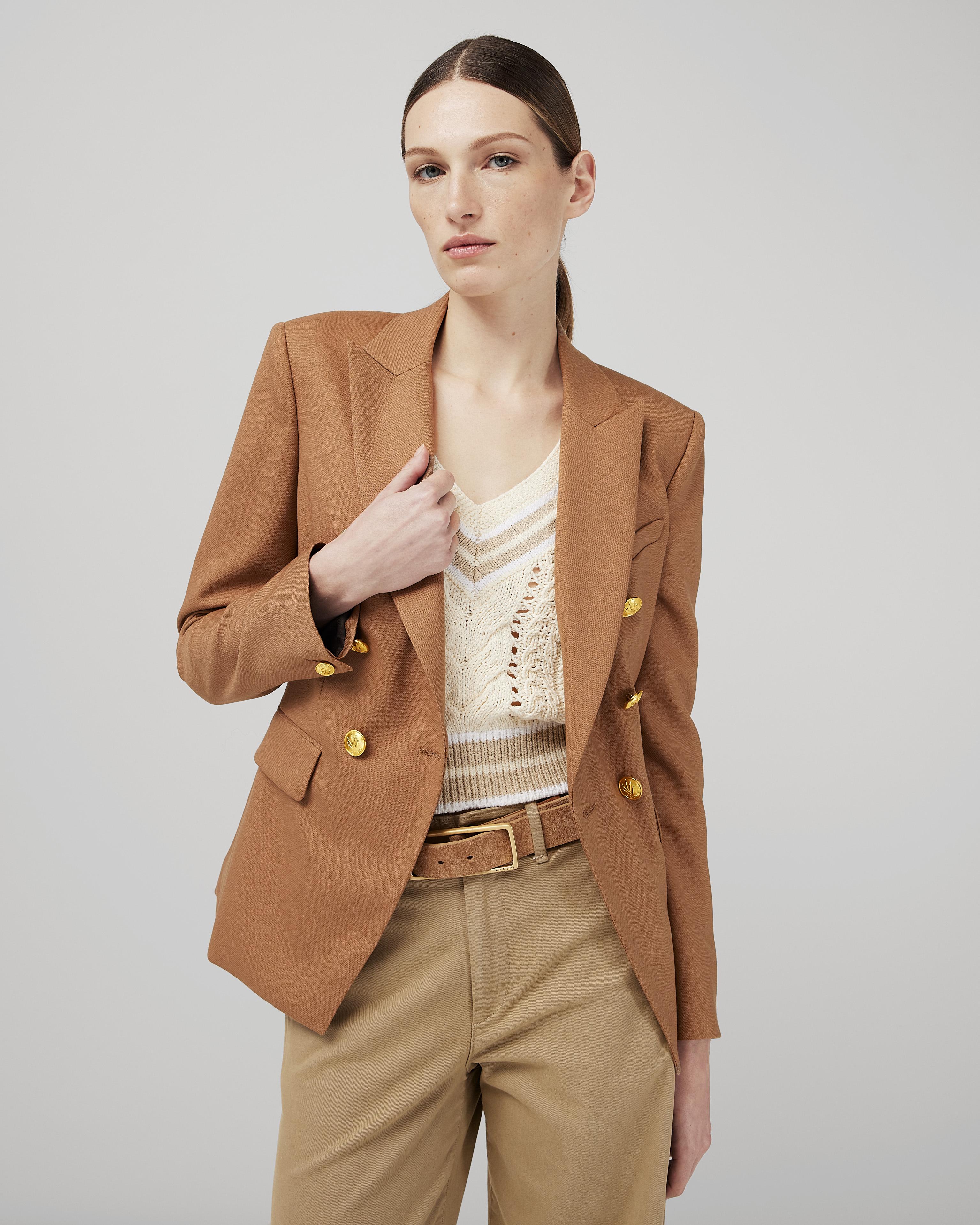 Golden Button Wool Twill Blazer - Ready-to-Wear