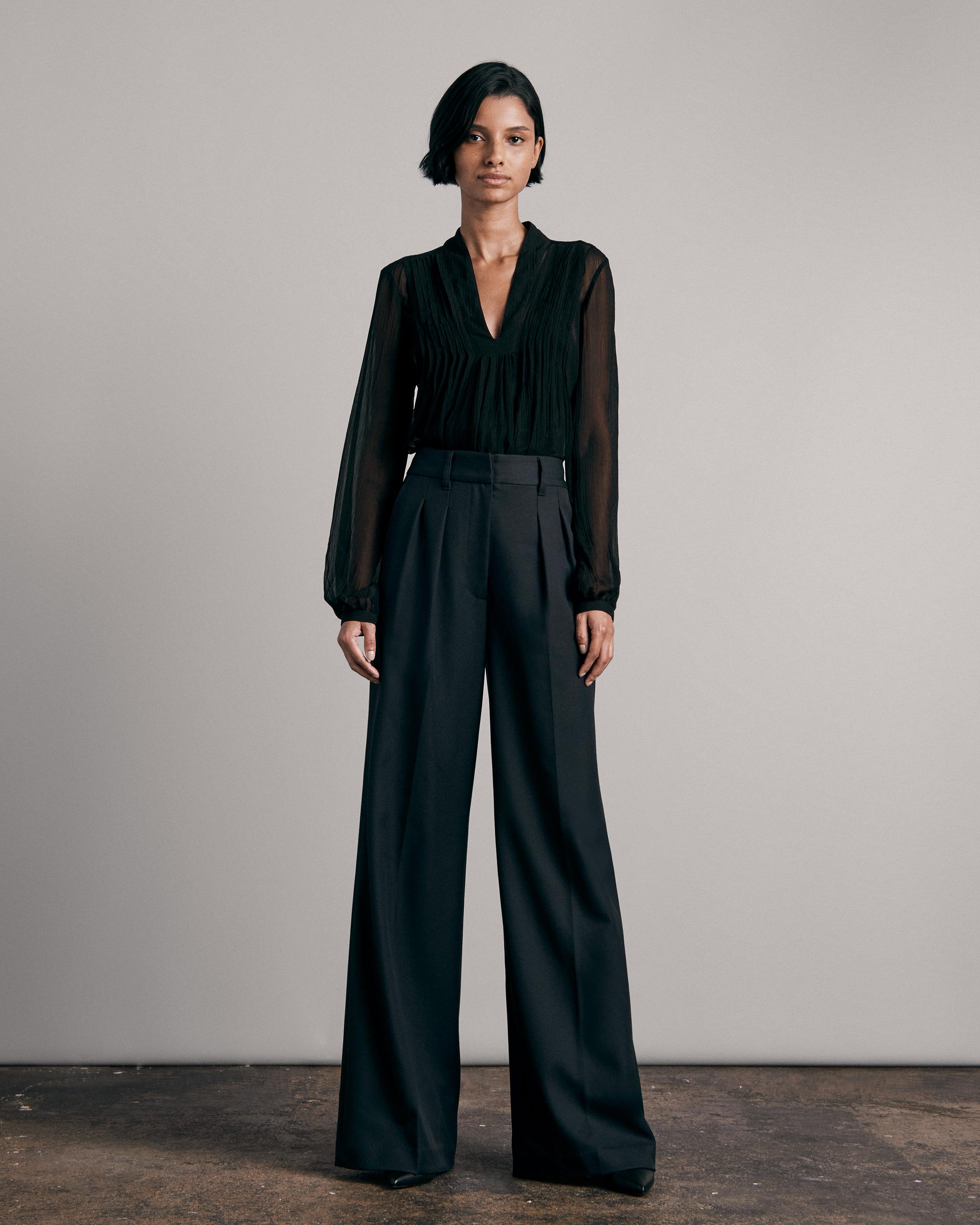 Wide-leg twill trousers