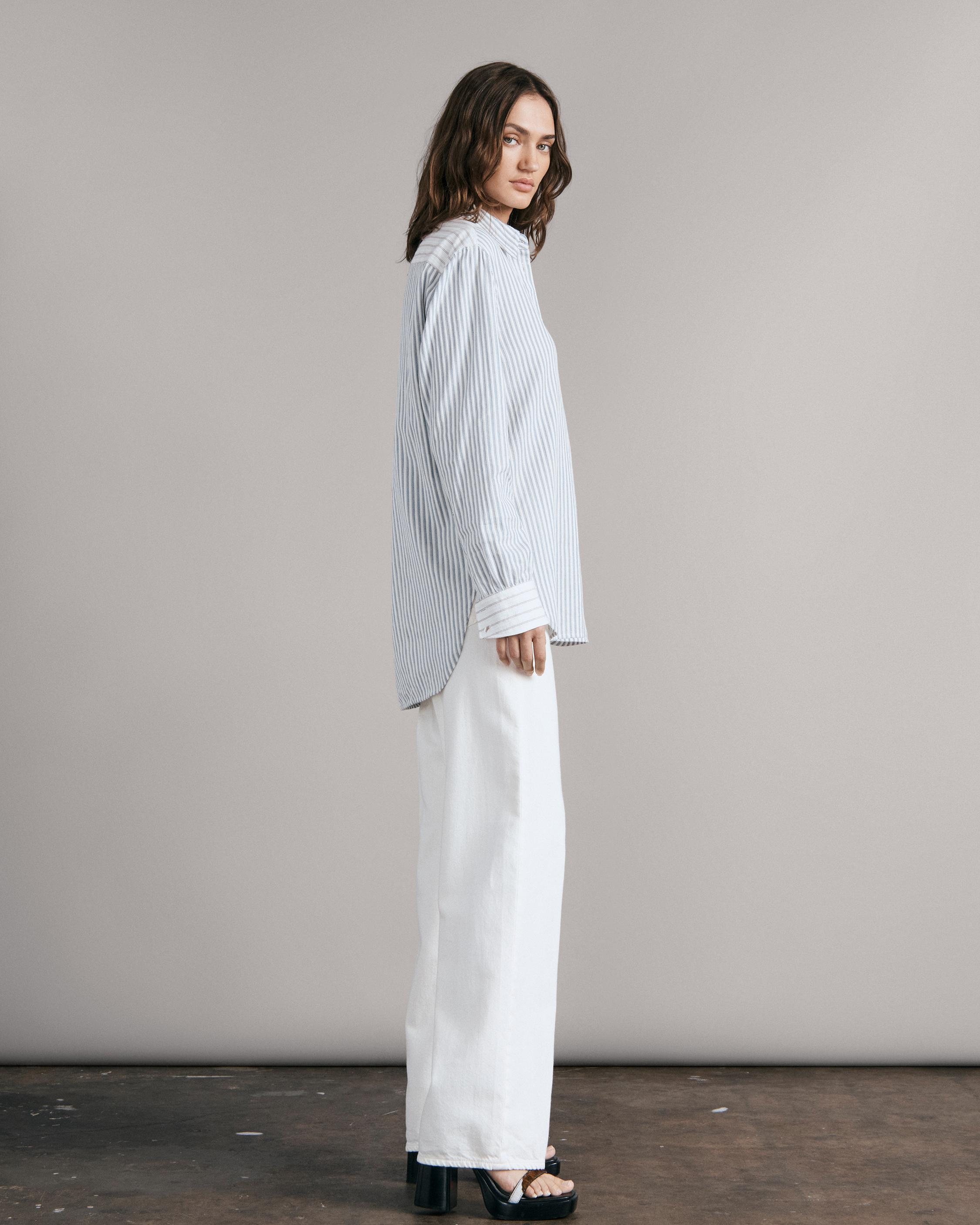 Buy the Maxine Cotton Button Down Stripe Shirt rag & bone