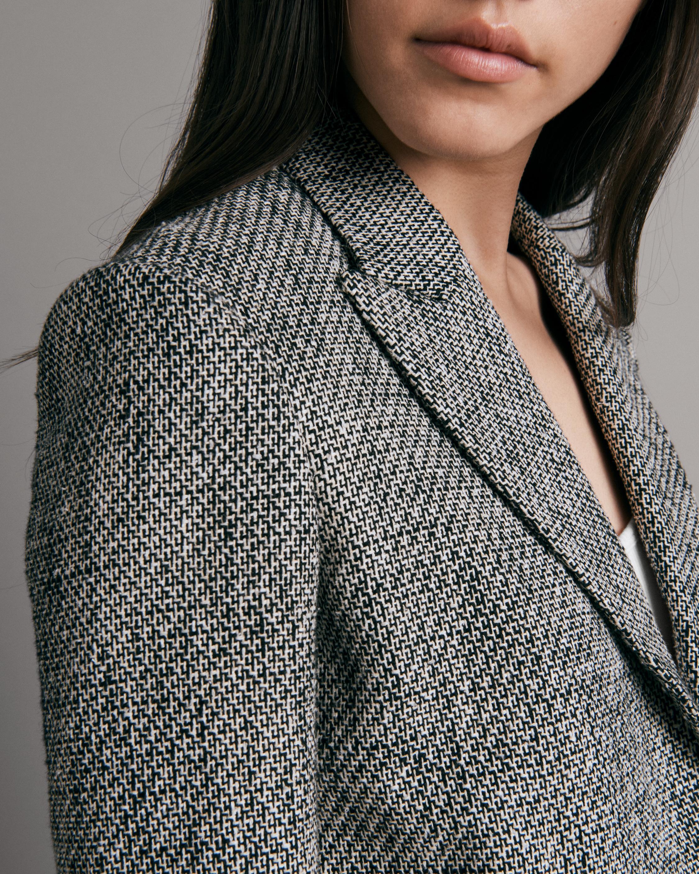 women's black and white tweed blazer