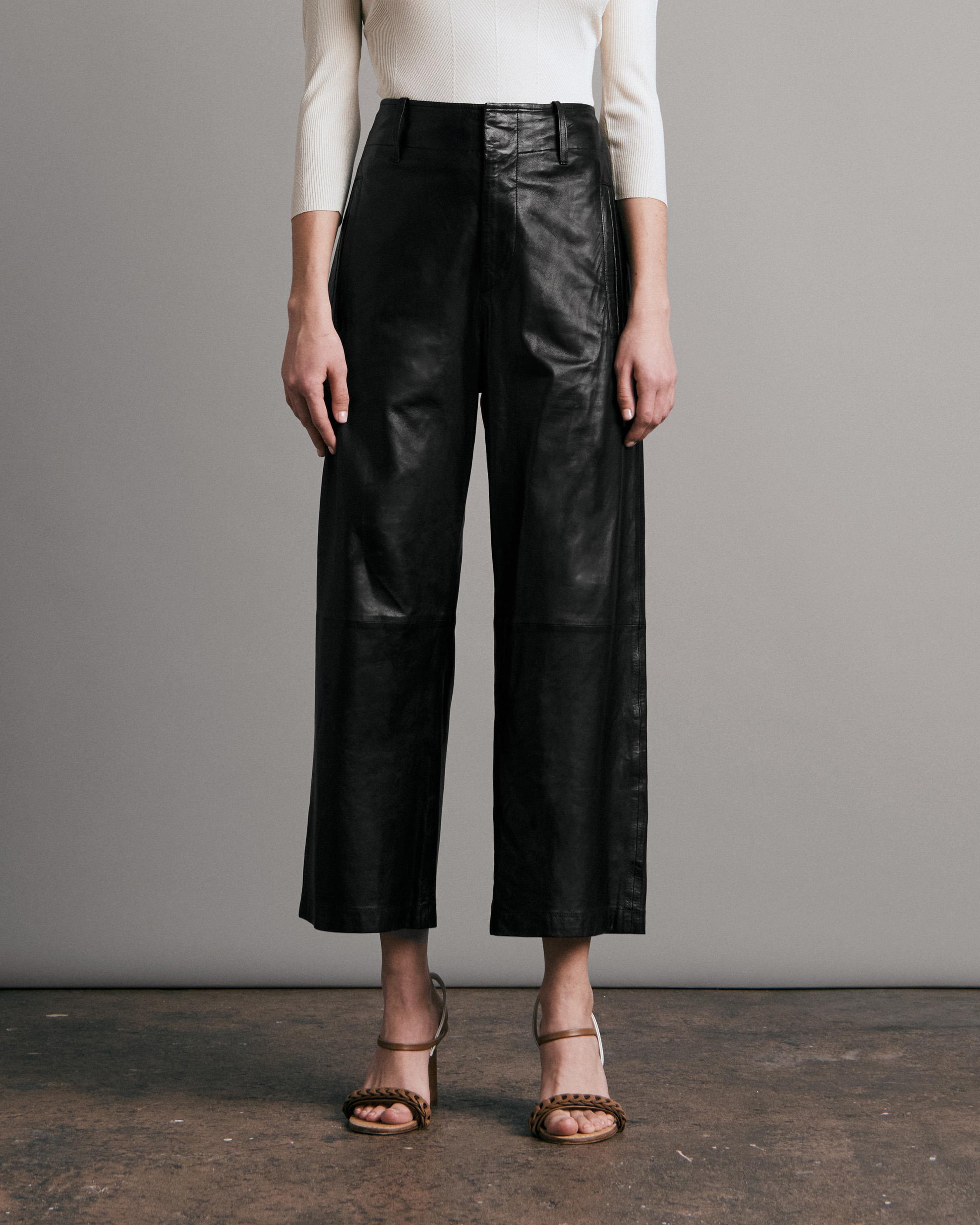 Dylan Vegan Leather Wide Leg Pant In Ecru