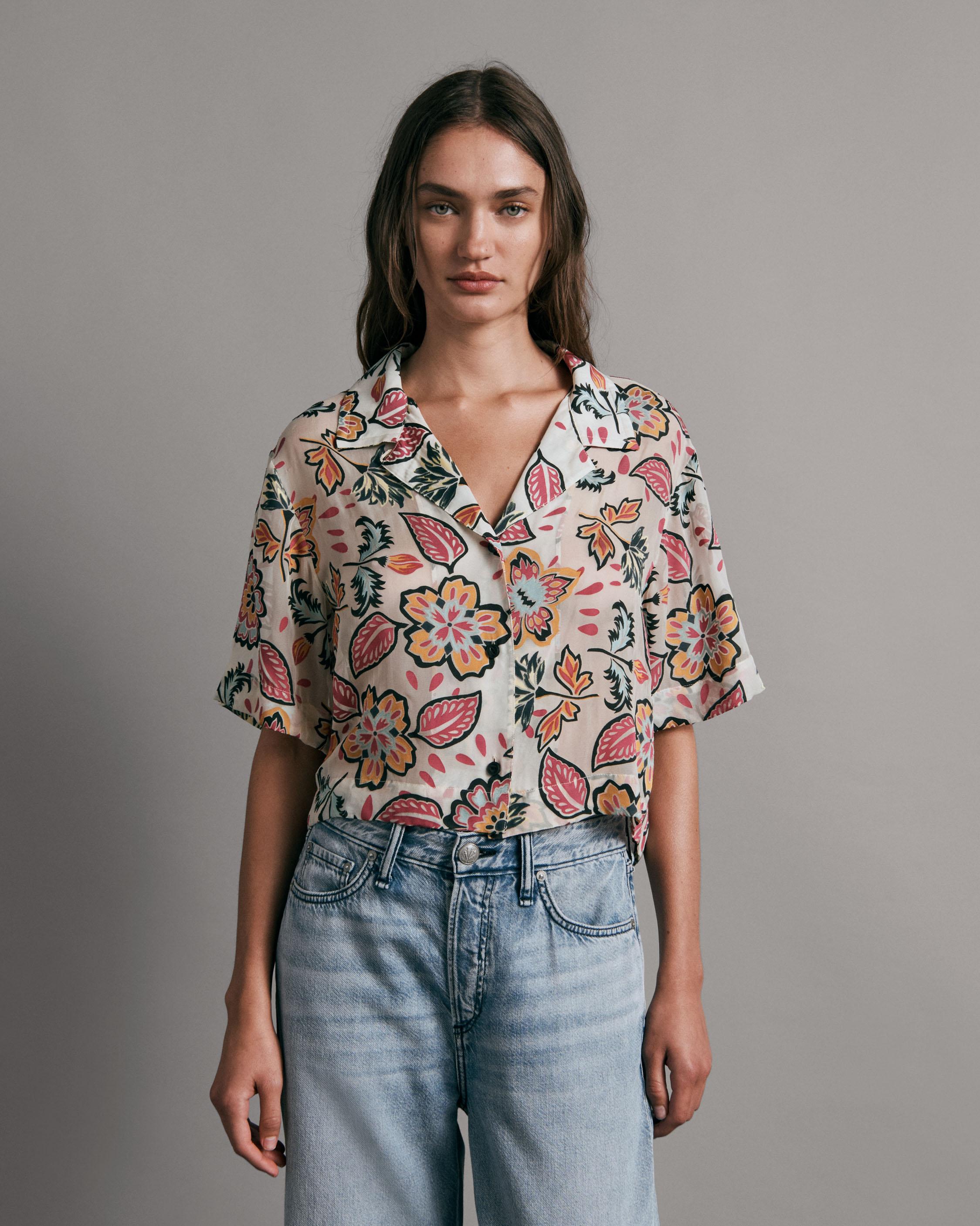 Mare Cropped Floral Shirt rag bone