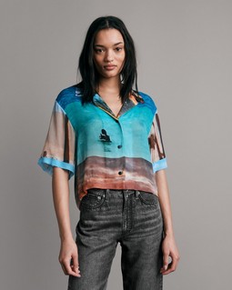 Mare Viscose Cropped Printed Shirt image number 1