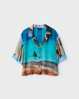 Mare Viscose Cropped Printed Shirt image number 2