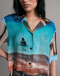 Mare Viscose Cropped Printed Shirt image number 6