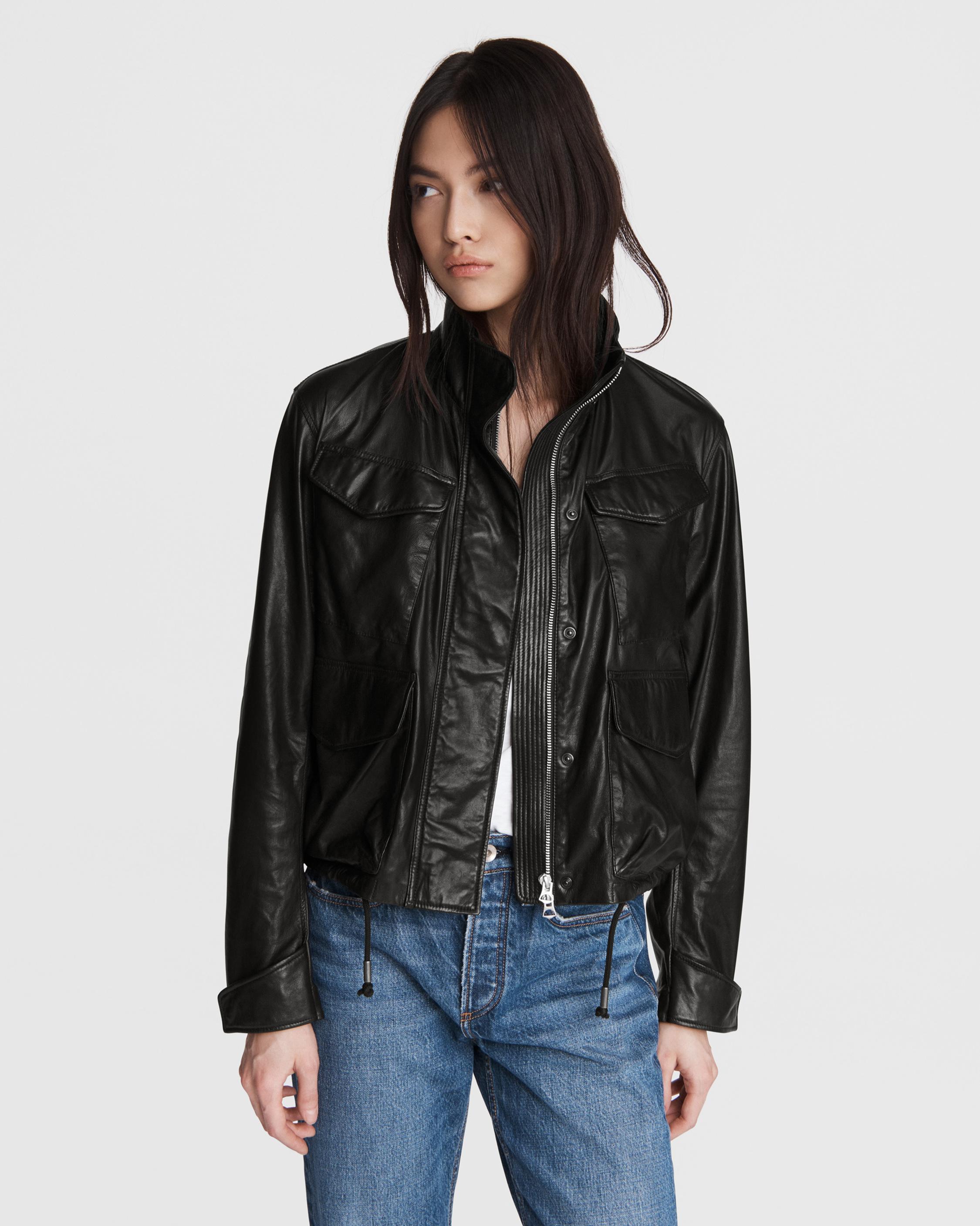 Trail Cropped Leather Jacket rag bone