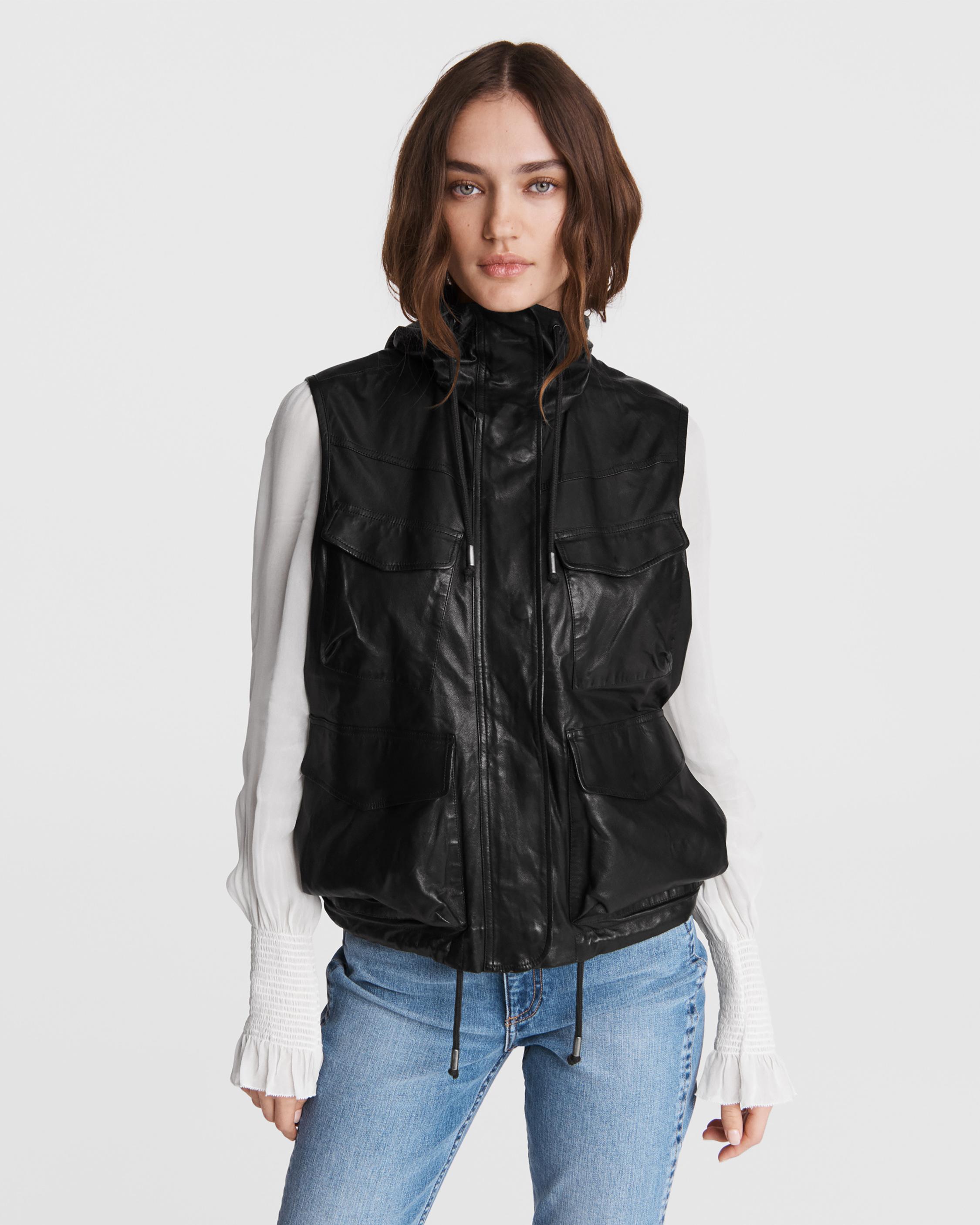 Buy the Hooded Leather Trail Vest rag & bone