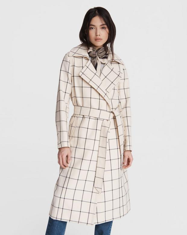 Amber Plaid Cotton Trench image number 1