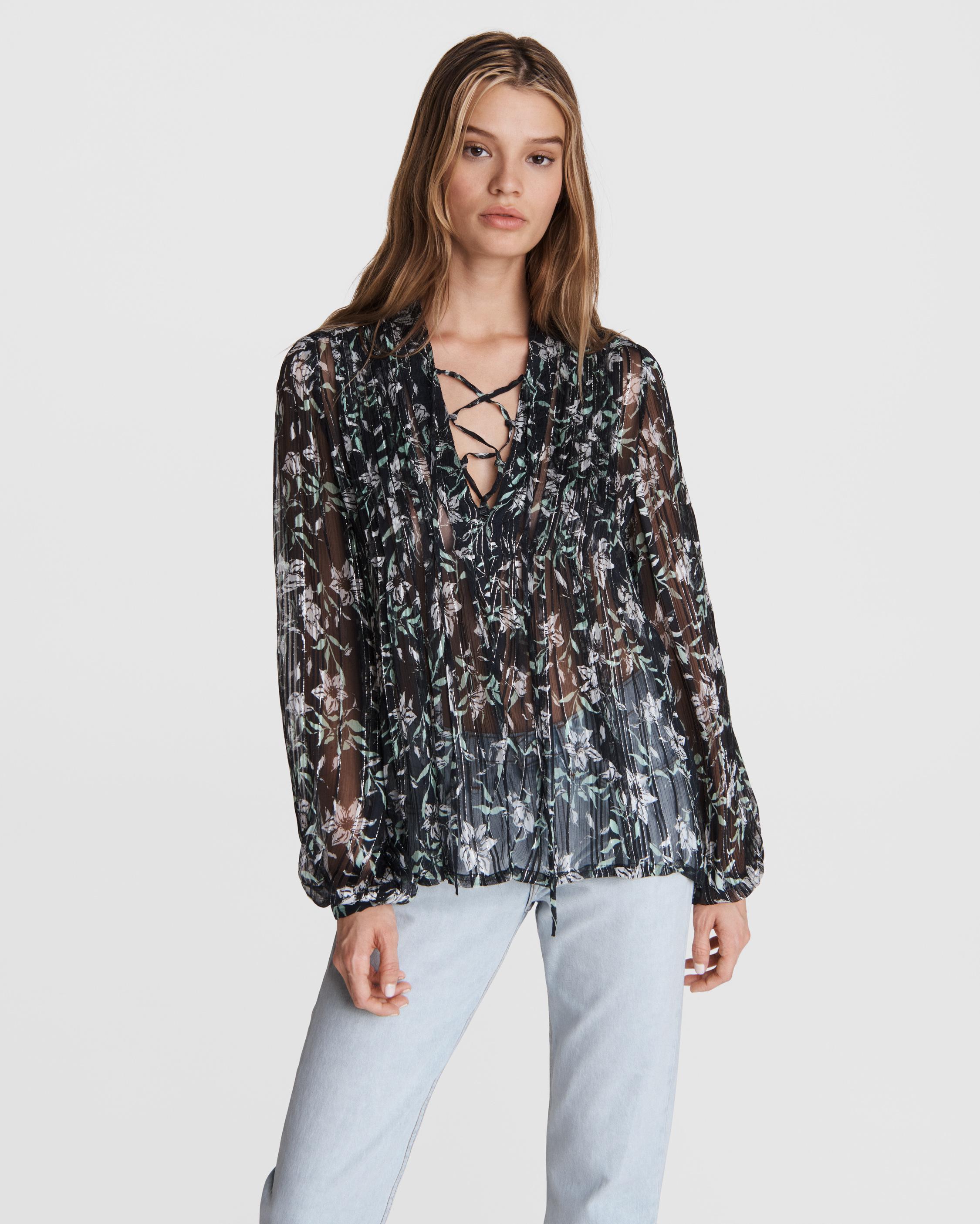 Sachi Floral Viscose Top - Blue Floral | rag & bone