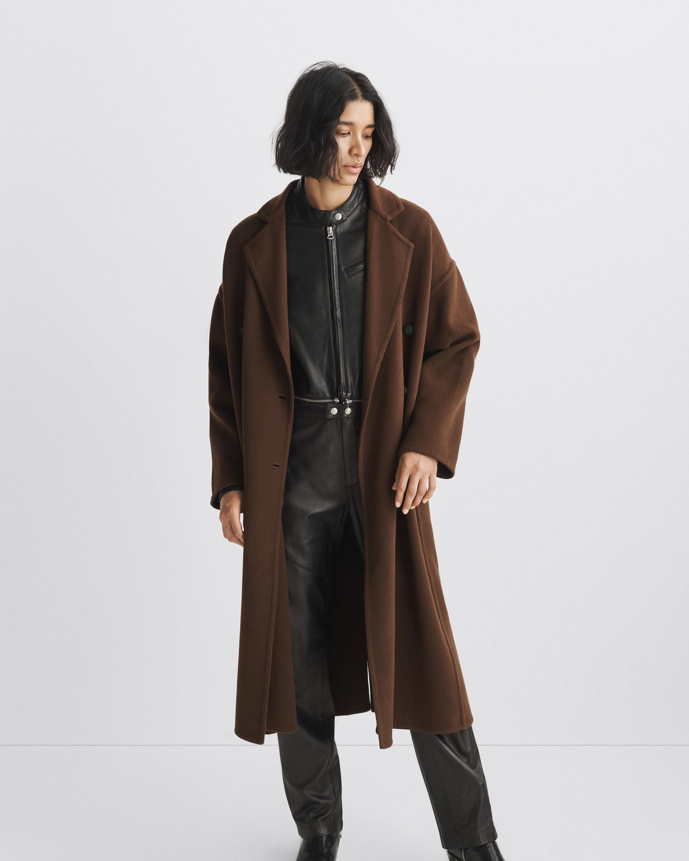 Thea Italian Wool Coat - Dark Brown