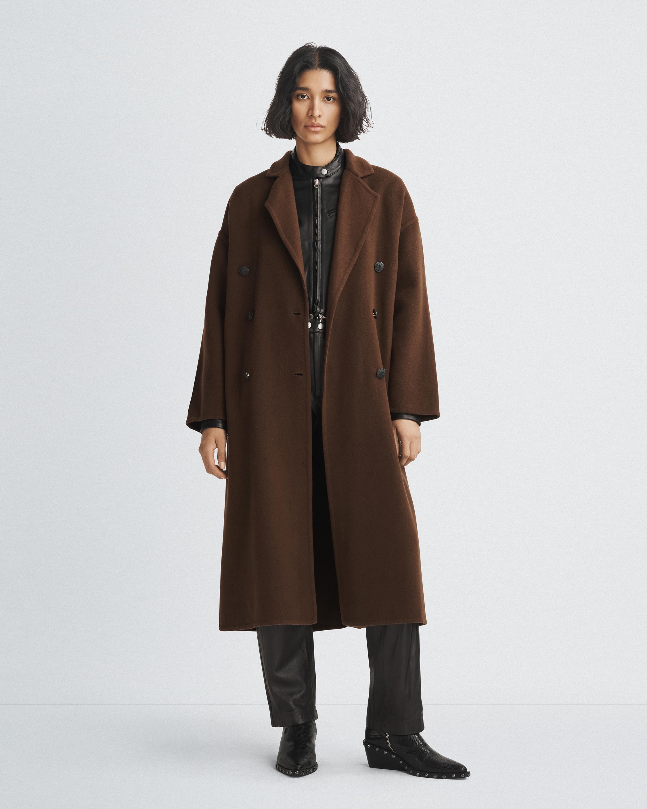 Thea Italian Wool Coat - Dark Brown