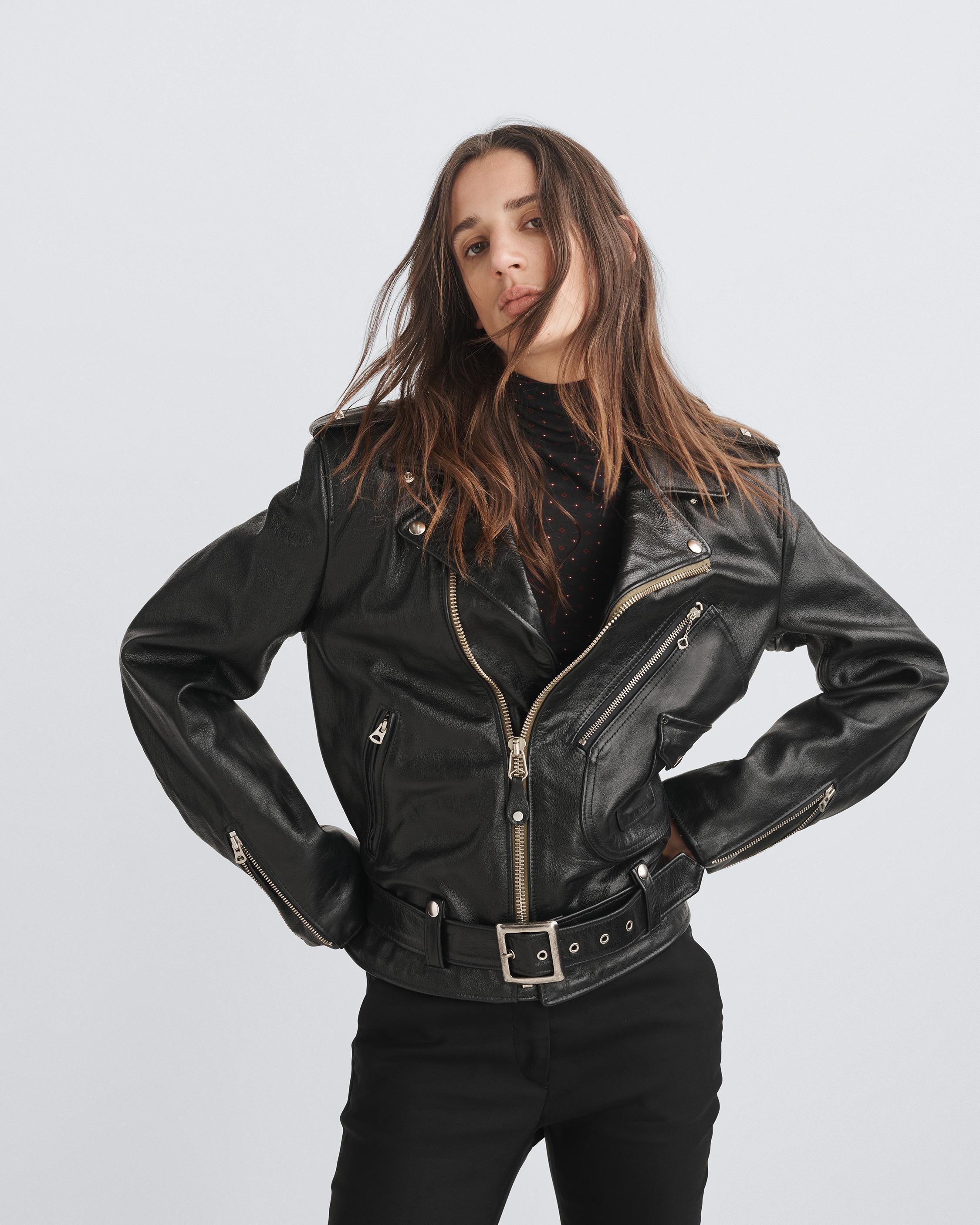 【関税込み】rag & bone ブラック Dallas レザージャケット Dallas Leather Moto Jacket - Black | rag & bone