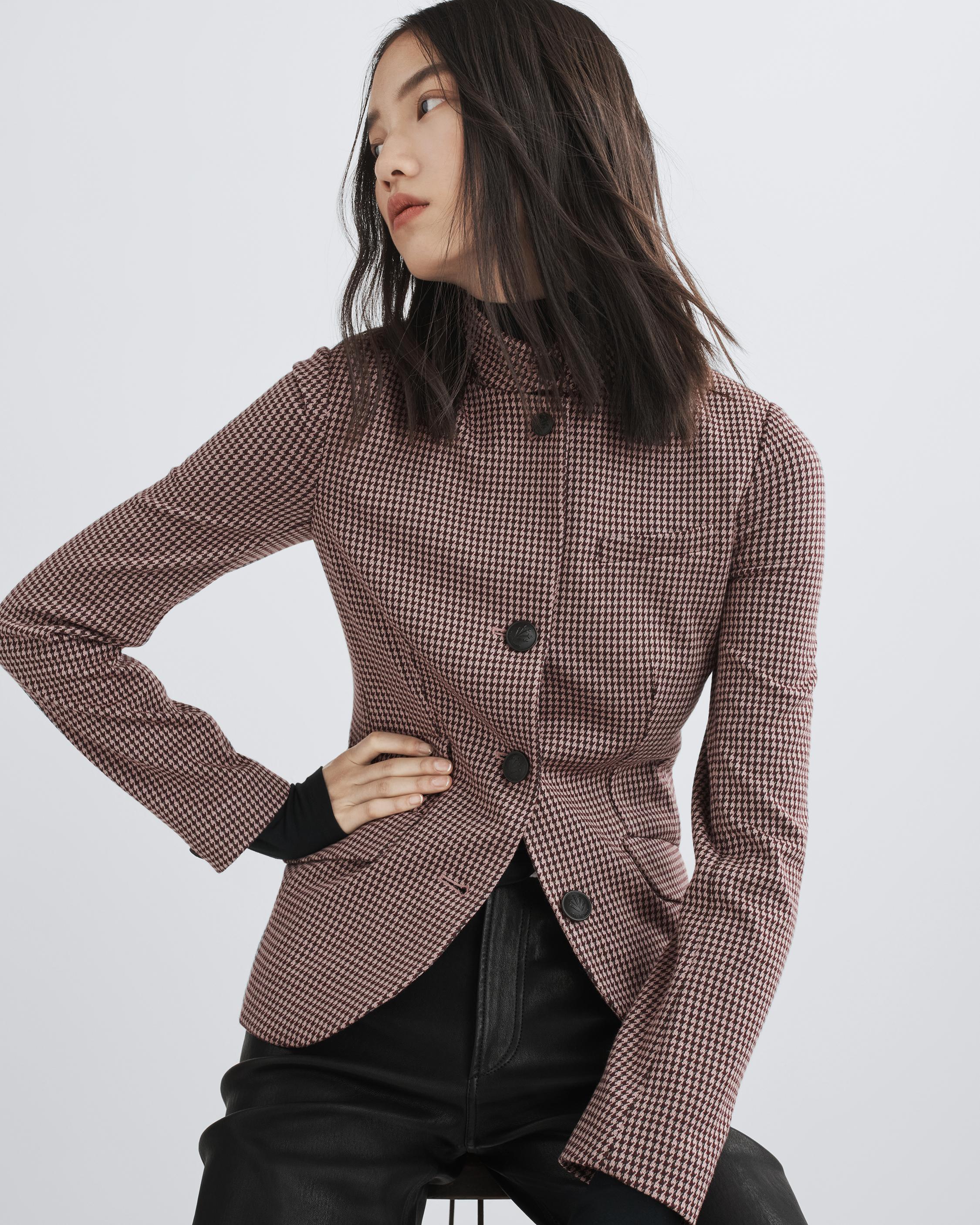 Womens long hot sale plaid blazer