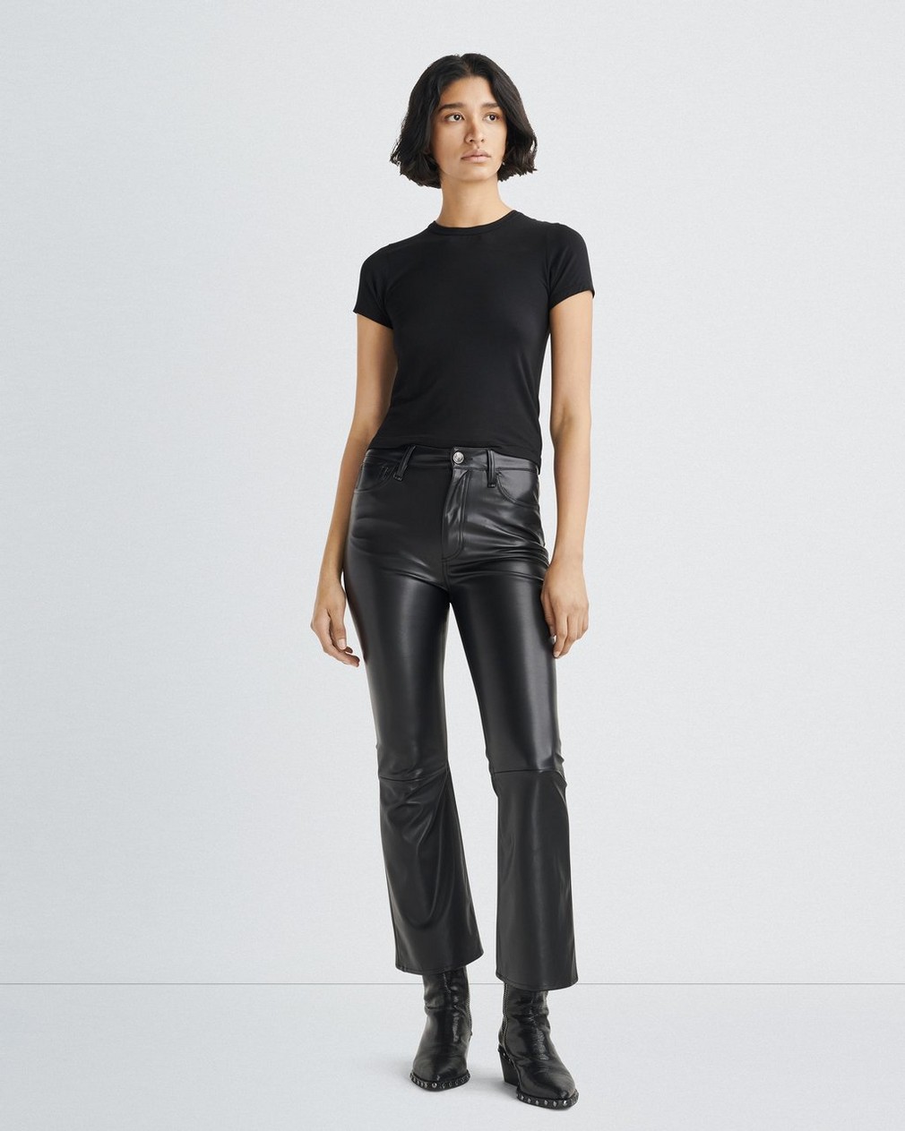 Casey Faux Leather Cropped Flare