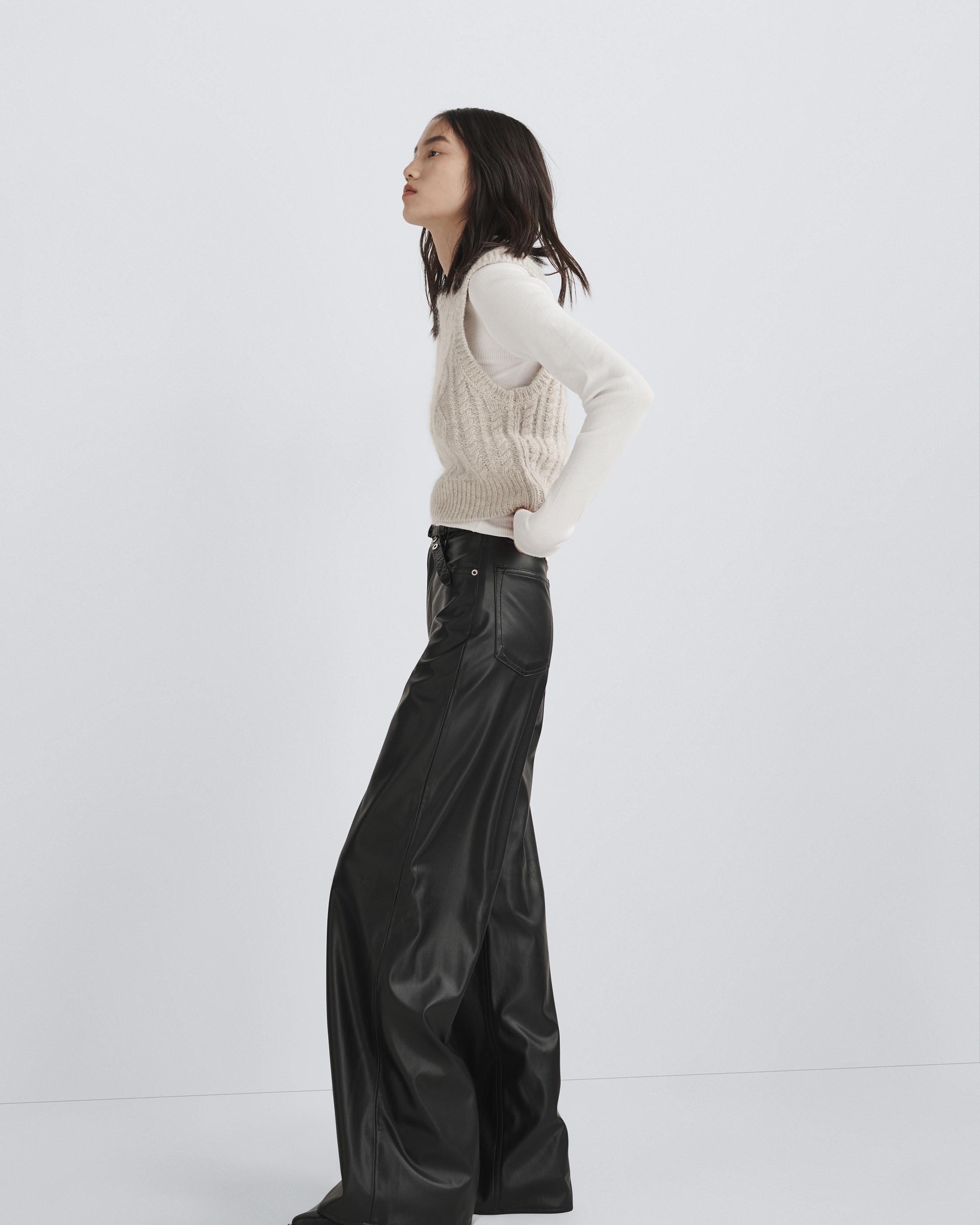 Wide leg leather trousers