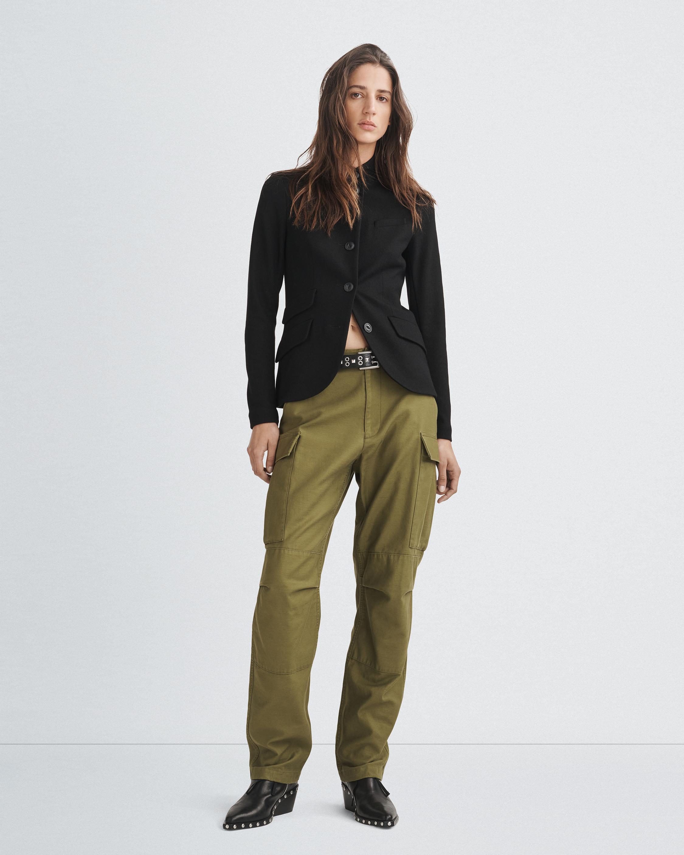 Valli Cotton Sateen Cargo Pant - Army Green