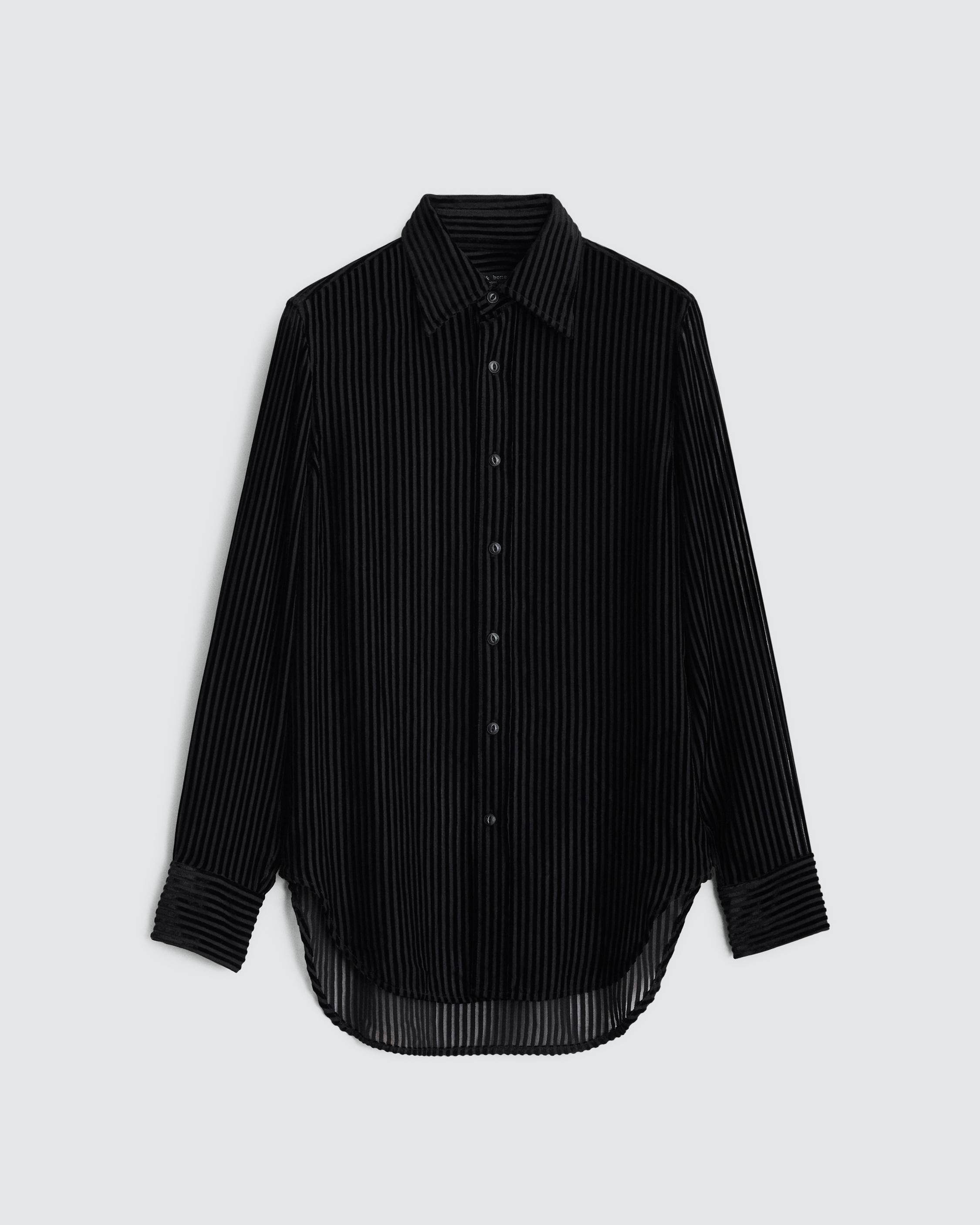 Lila Velvet Burnout Shirt - Black