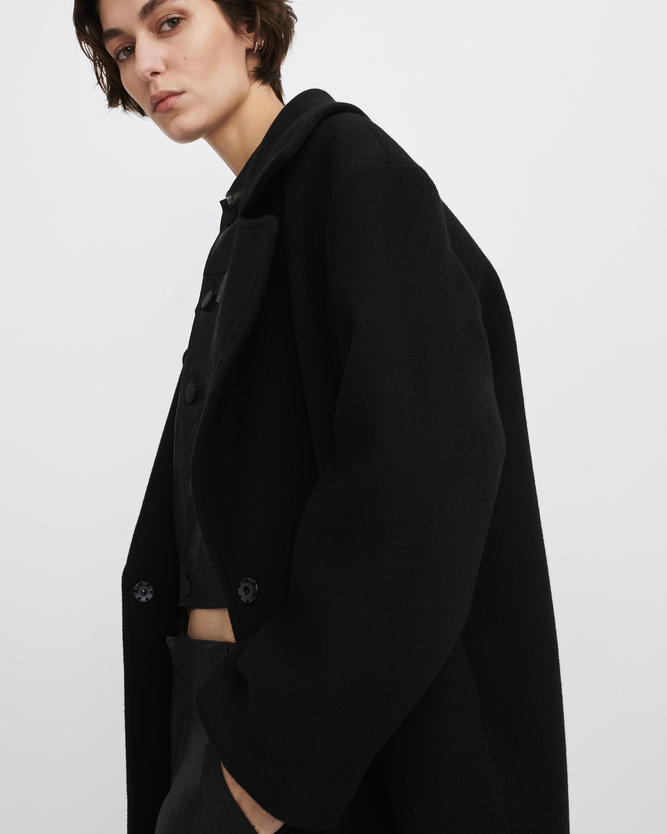 Black Wool Coat, Fit and Flare Coat, Knee Length Winter Coat