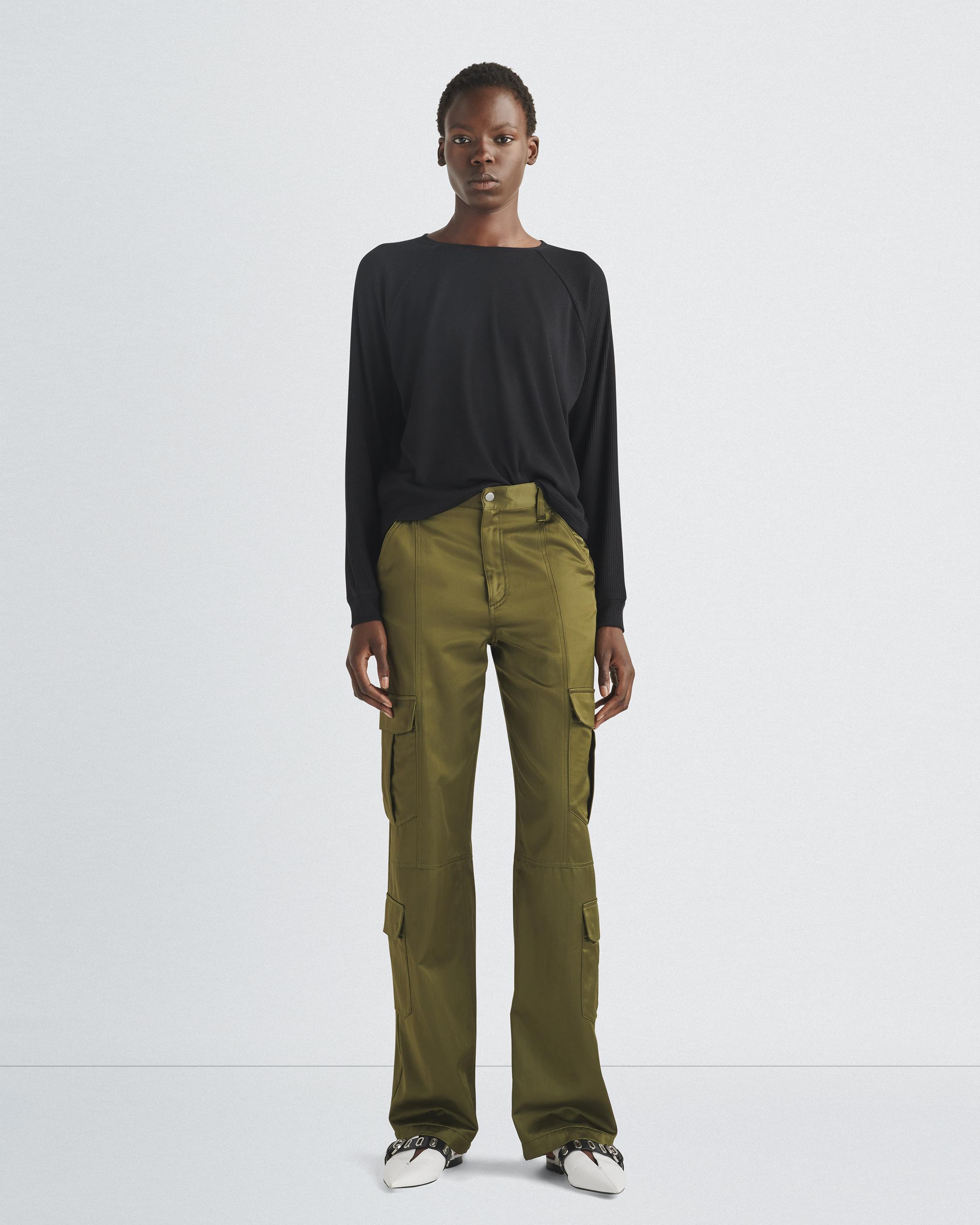 Cailyn Japanese Satin Cargo Pant - Army Green