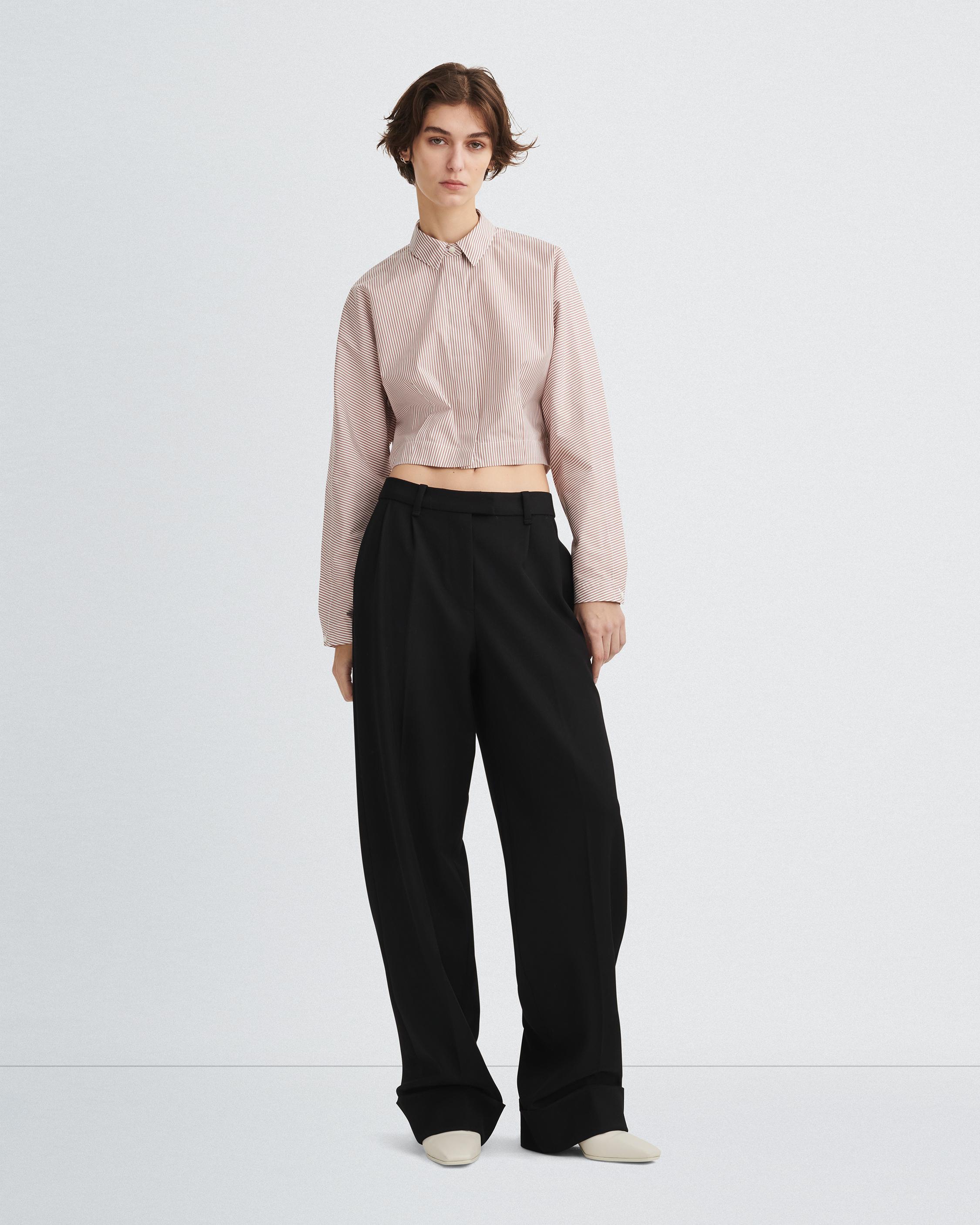 Morgan Cropped Cotton Poplin Shirt image number 3