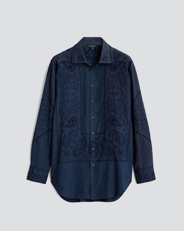 Vivian Embroidered Cotton Button Down Shirt image number 2