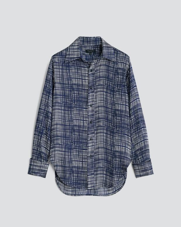 Delphine Printed Silk Button Down Shirt image number 2