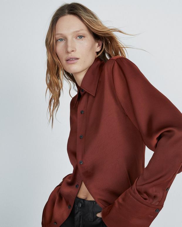 Delphine Satin Button Down Shirt image number 1