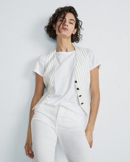 Priya Stripe Linen Vest image number 6