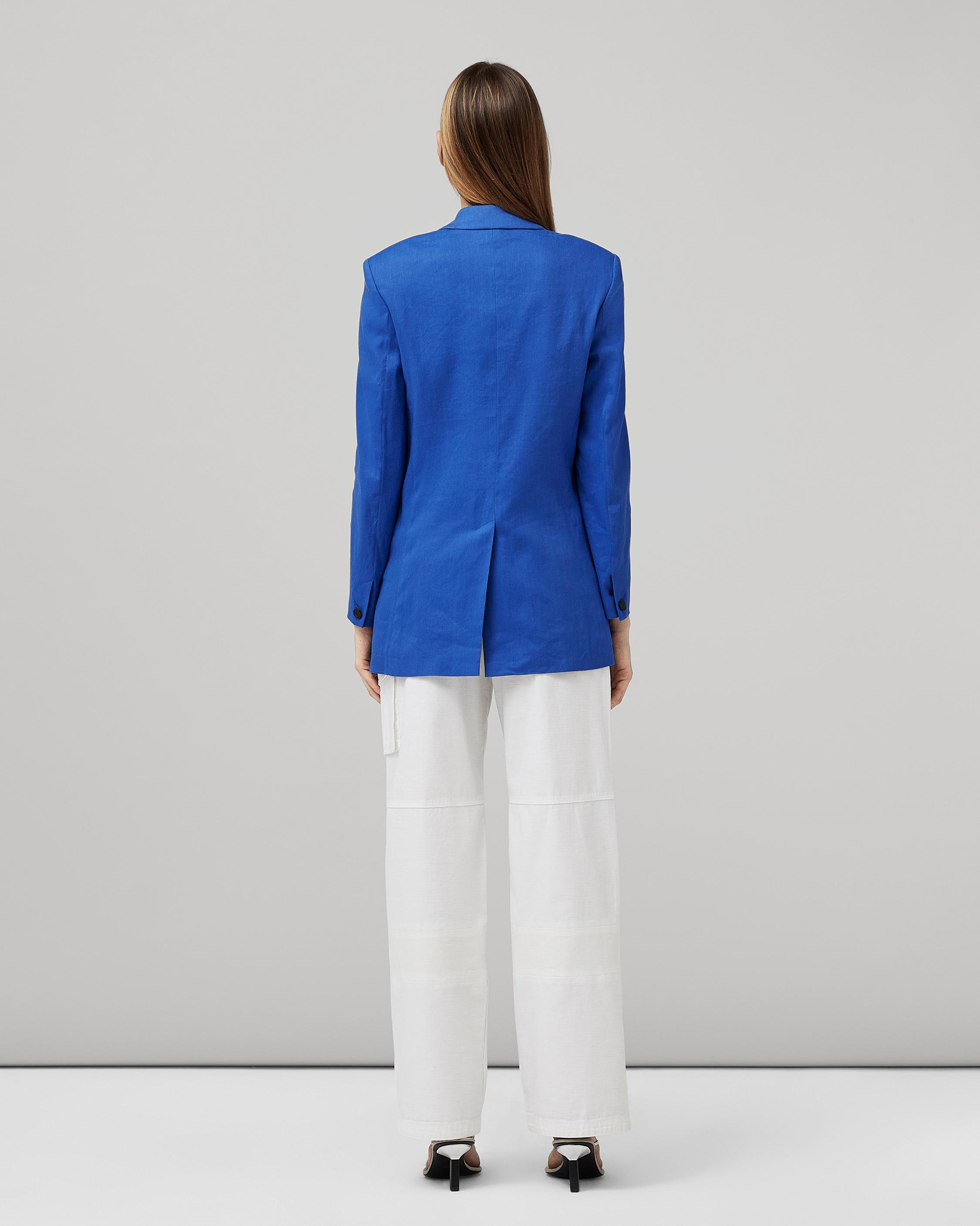 Blue linen hot sale blazer womens