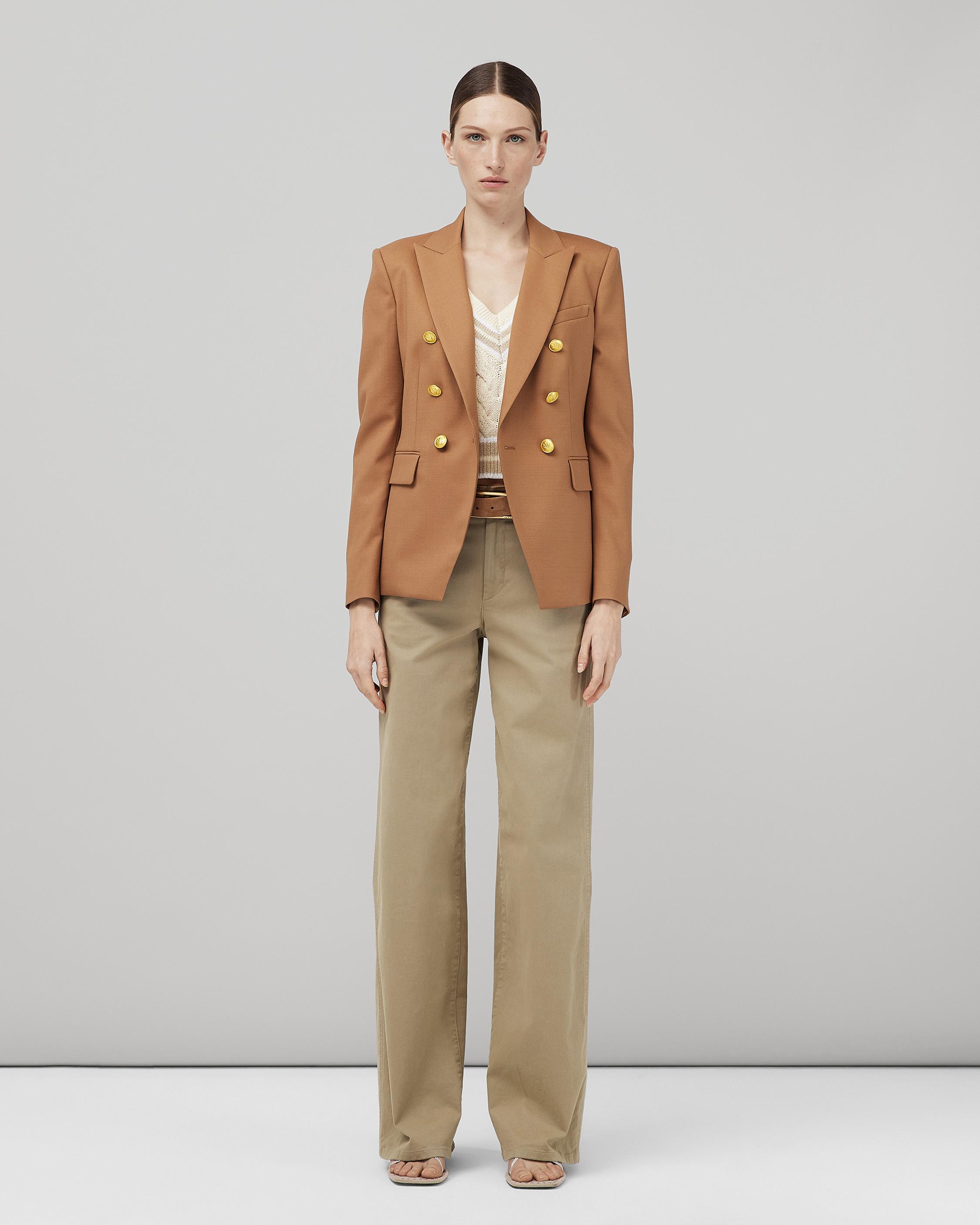 Camel double crepe blazer with one button