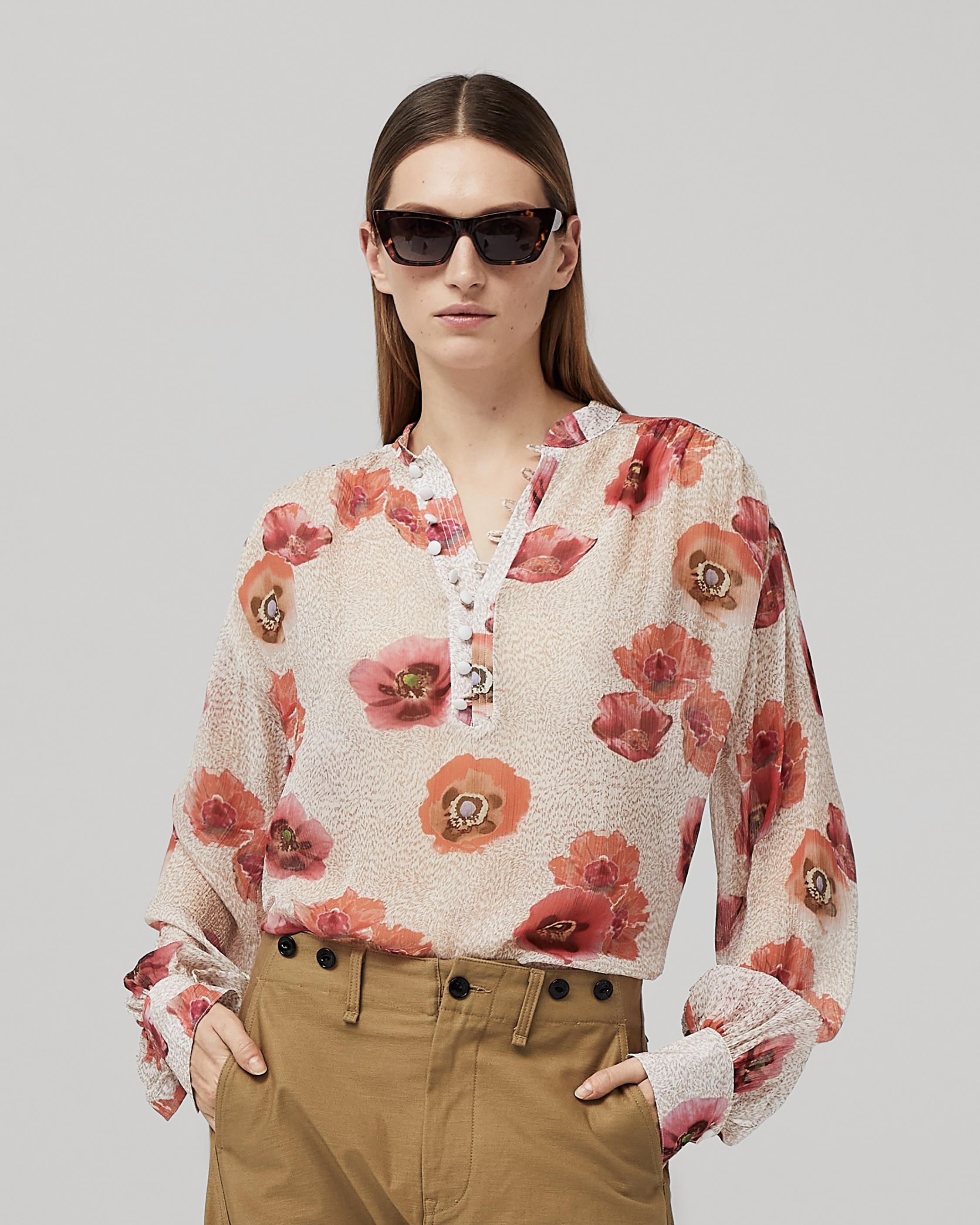 Carla Silk Shirt Ivory Floral rag & bone sale