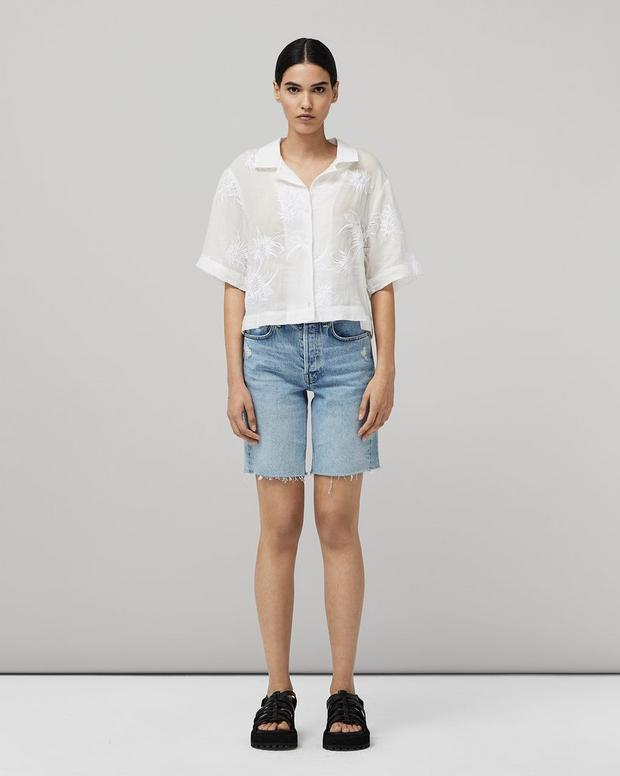 Mare Emb Cropped Cotton Shirt image number 1