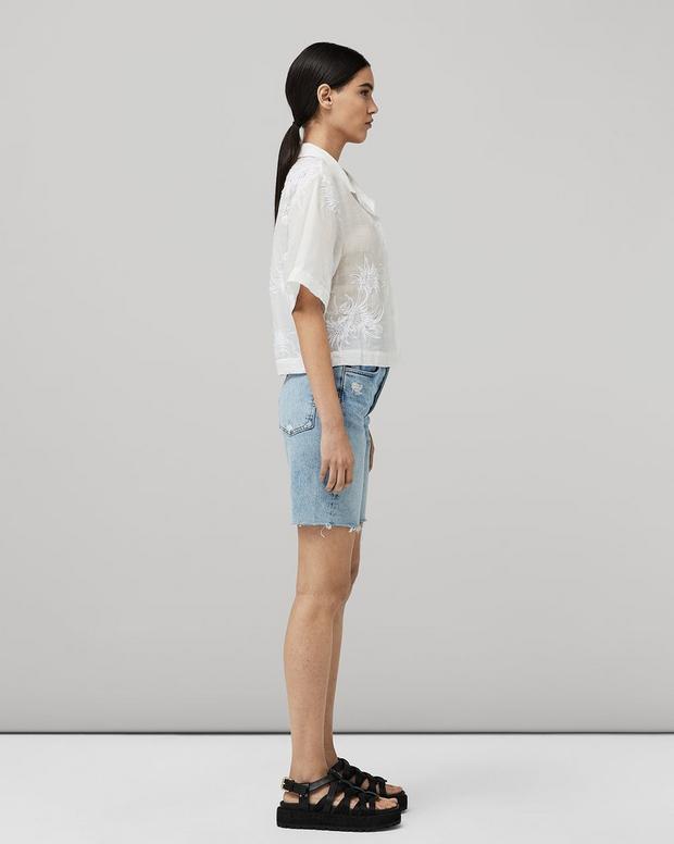 Mare Emb Cropped Cotton Shirt image number 4