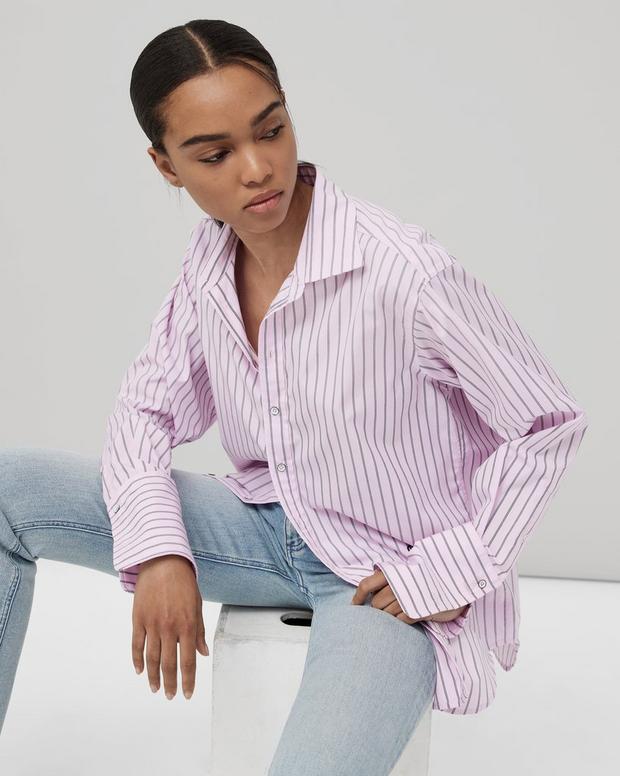 Diana Striped Cotton Poplin Button Down Shirt image number 7