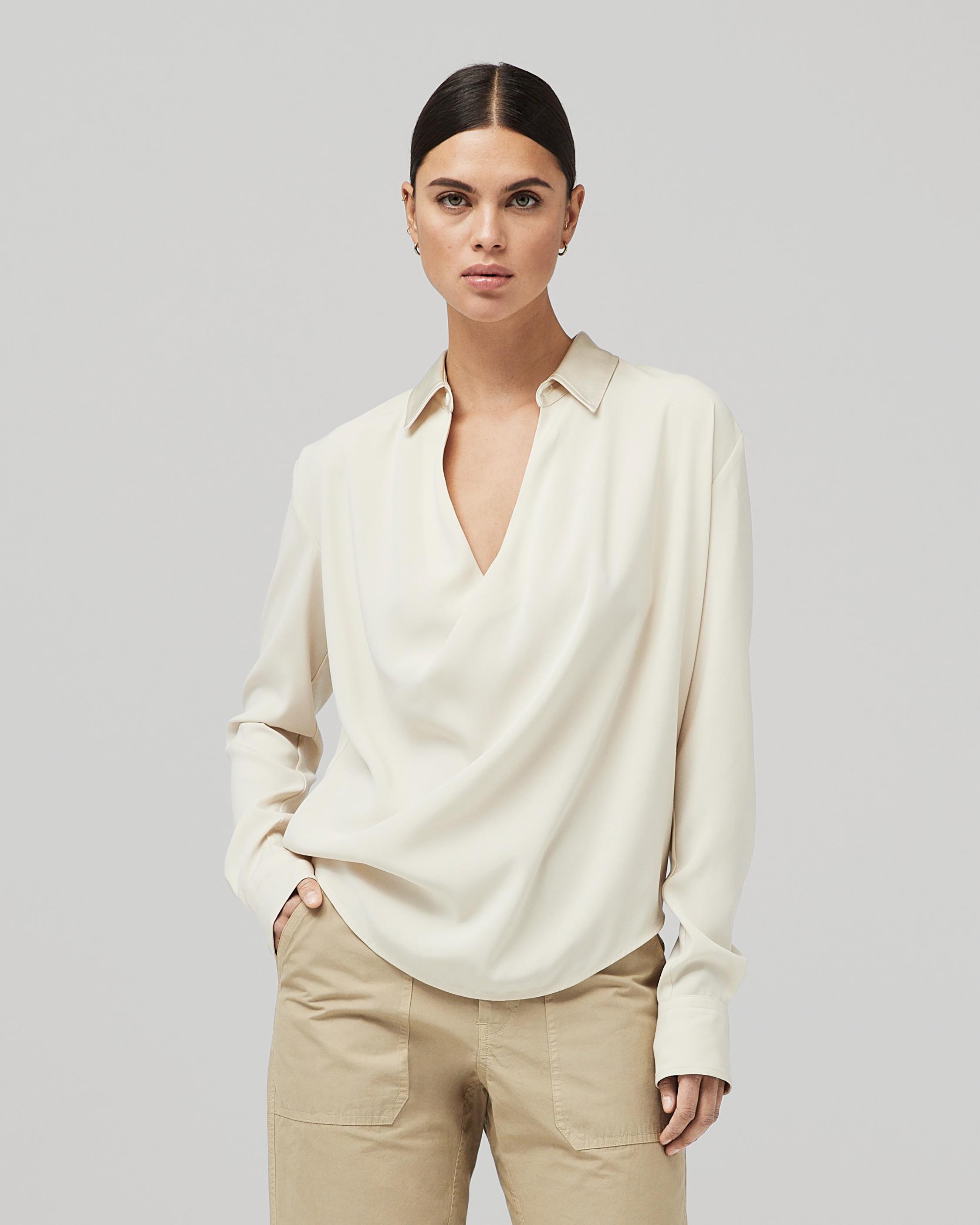 Satin Crinkle Oversized Shirt - Cream – BOA