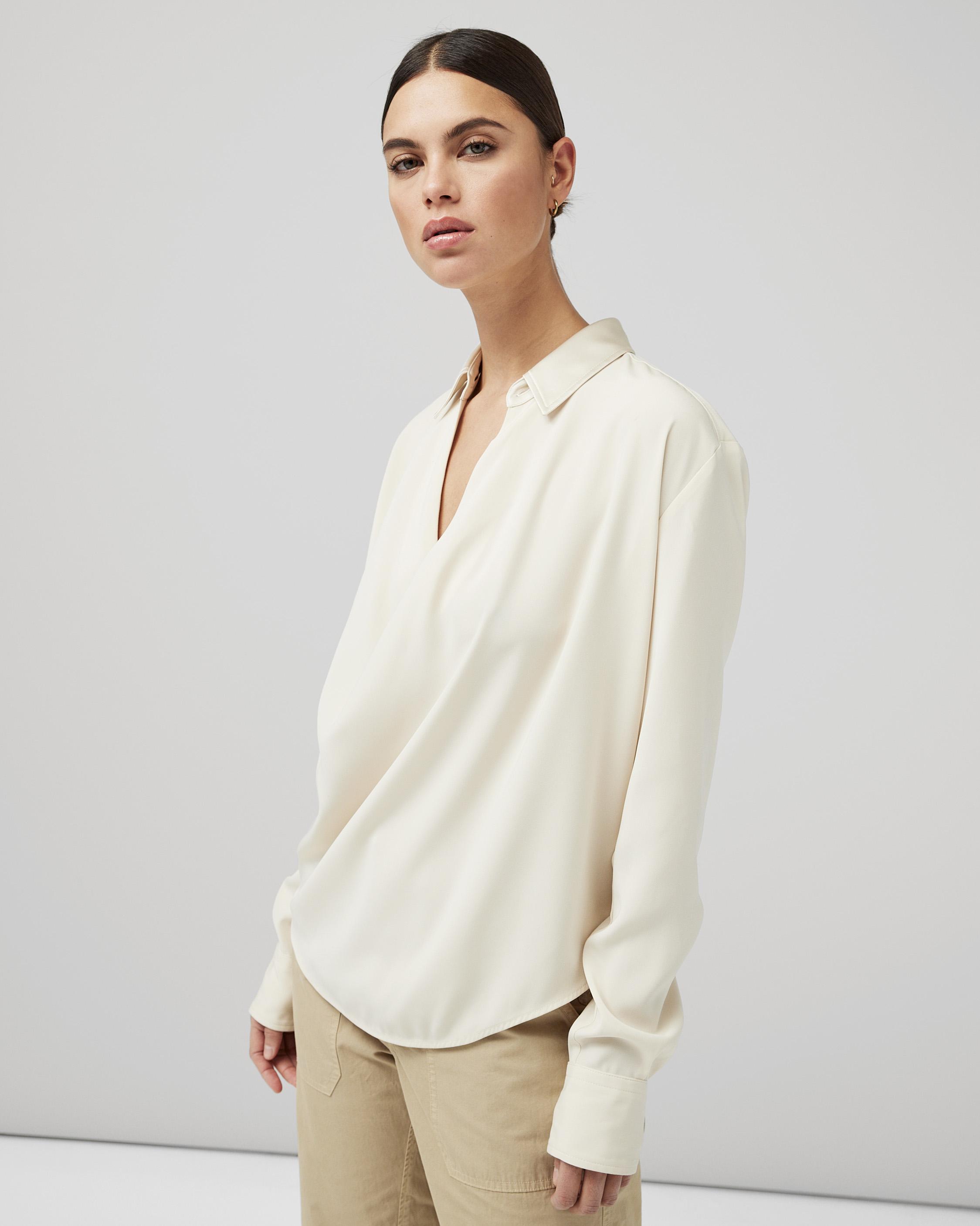 Phillipa Satin Blouse - Ivory