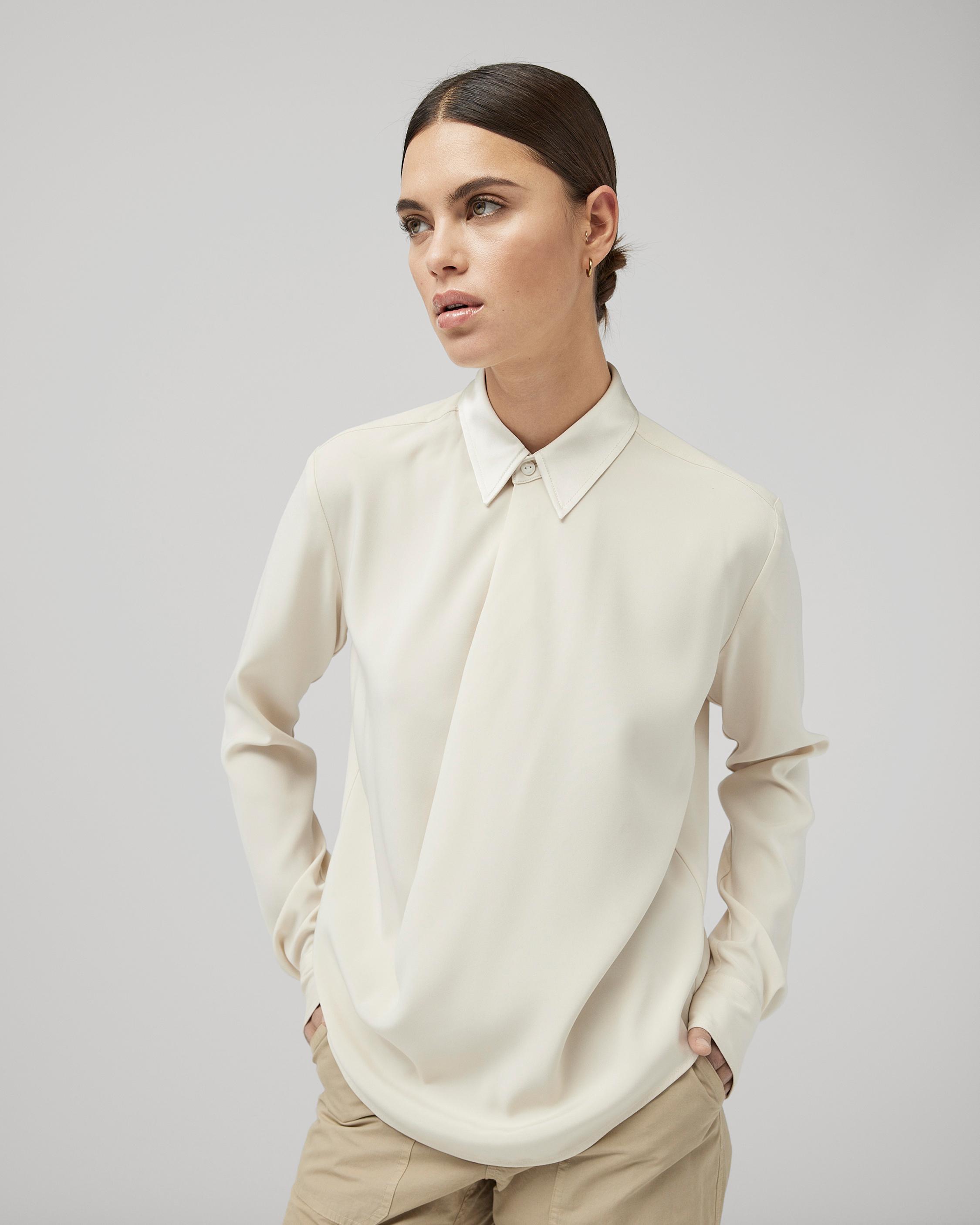 Satin Crinkle Oversized Shirt - Cream – BOA