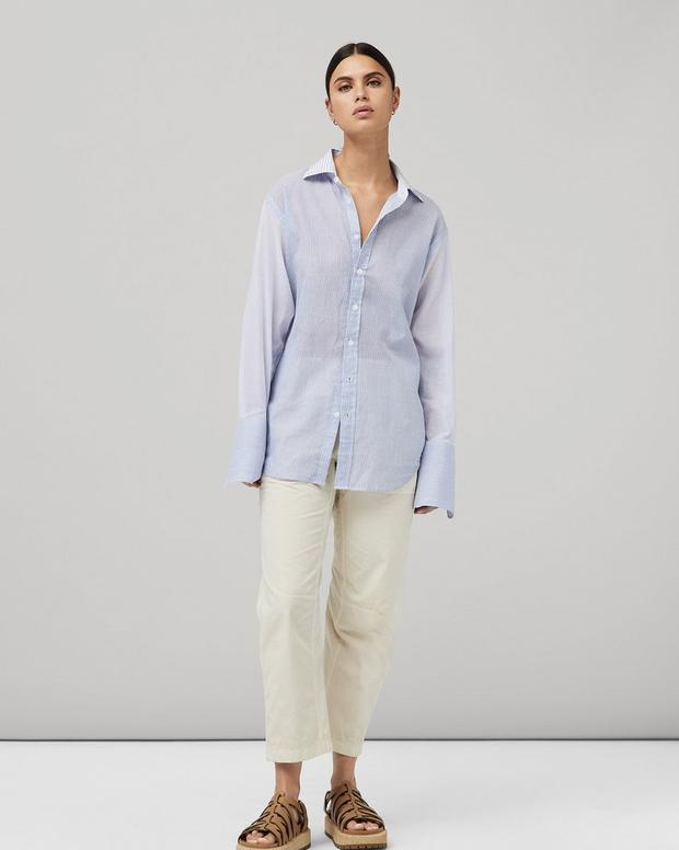 Diana Striped Cotton Poplin Button Down Shirt image number 1