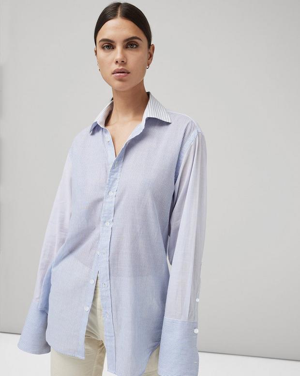Diana Striped Cotton Poplin Button Down Shirt image number 3
