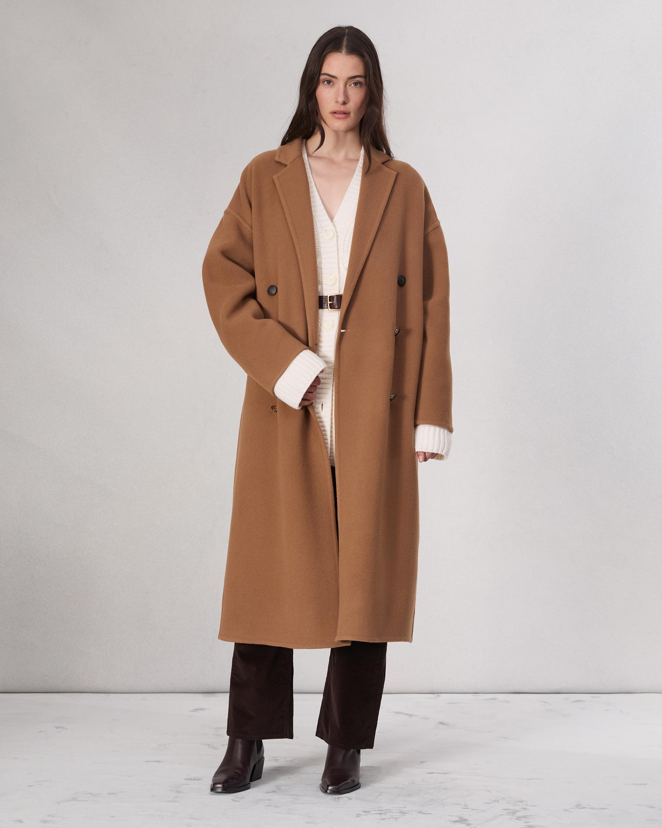 Full length camel wool coat online