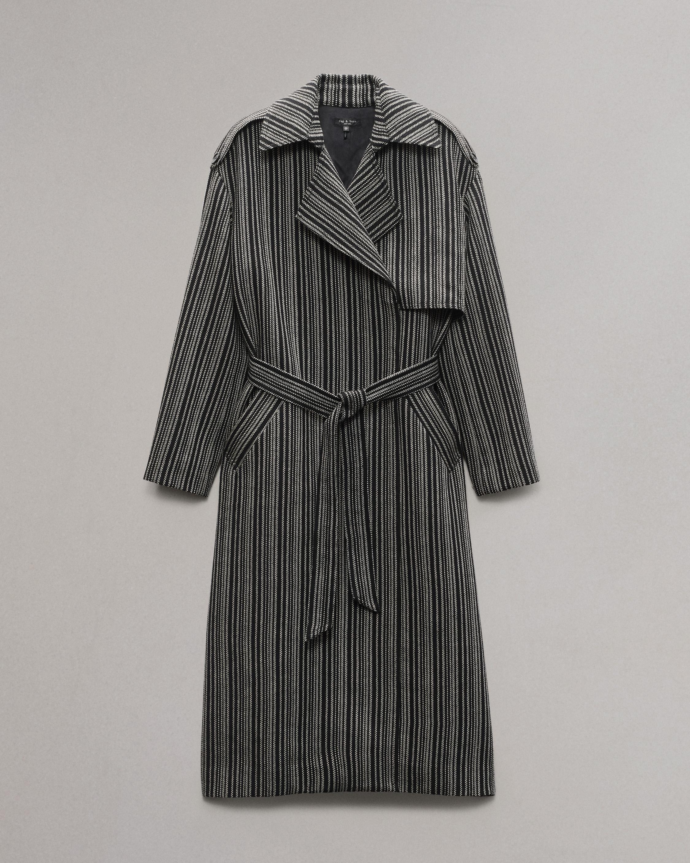 Jennie Wool Trench Coat - Black Stripe | rag & bone