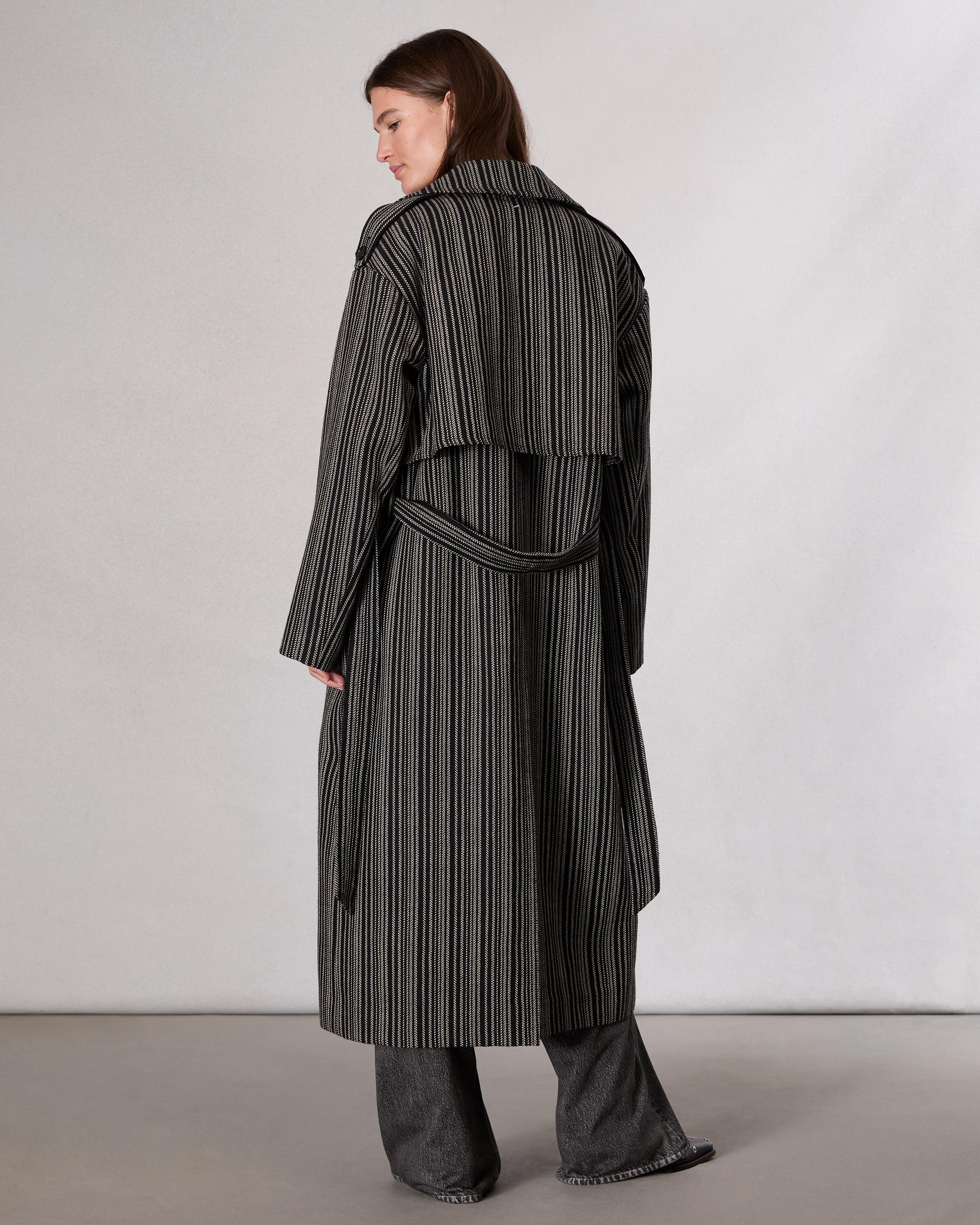 Jennie Wool Trench Coat - Black Stripe | rag & bone