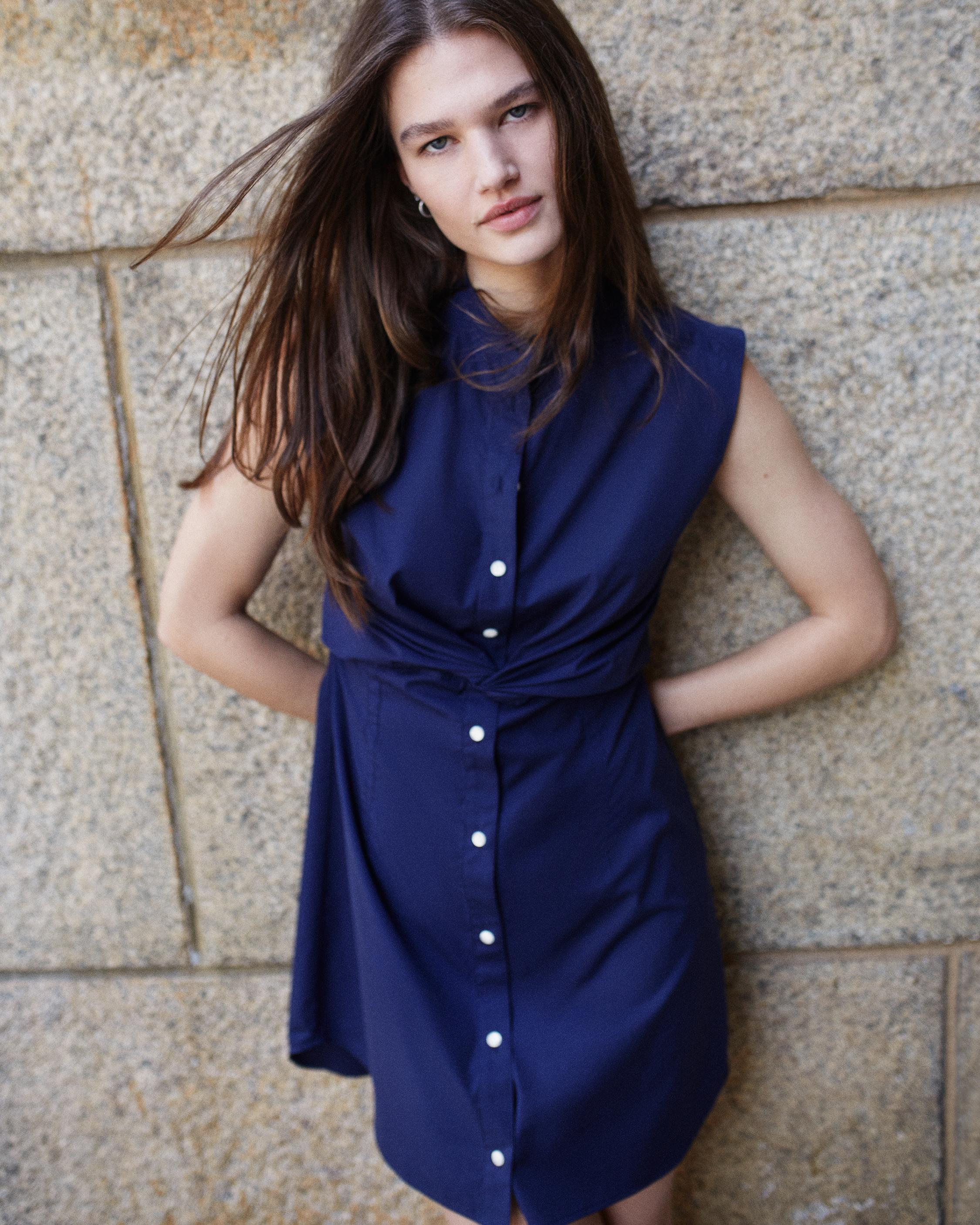 Louisa Poplin Dress - Navy | rag & bone