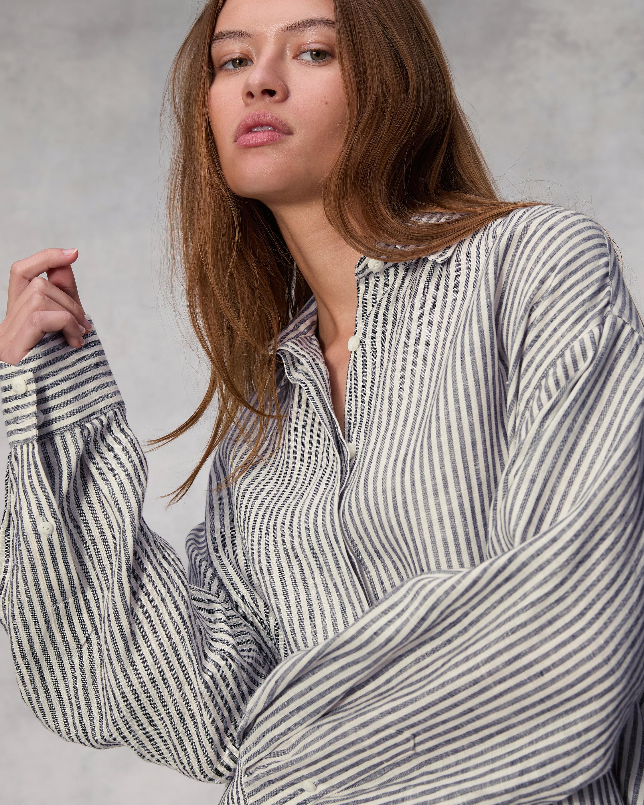 Ryan Striped Linen Shirt image number 6