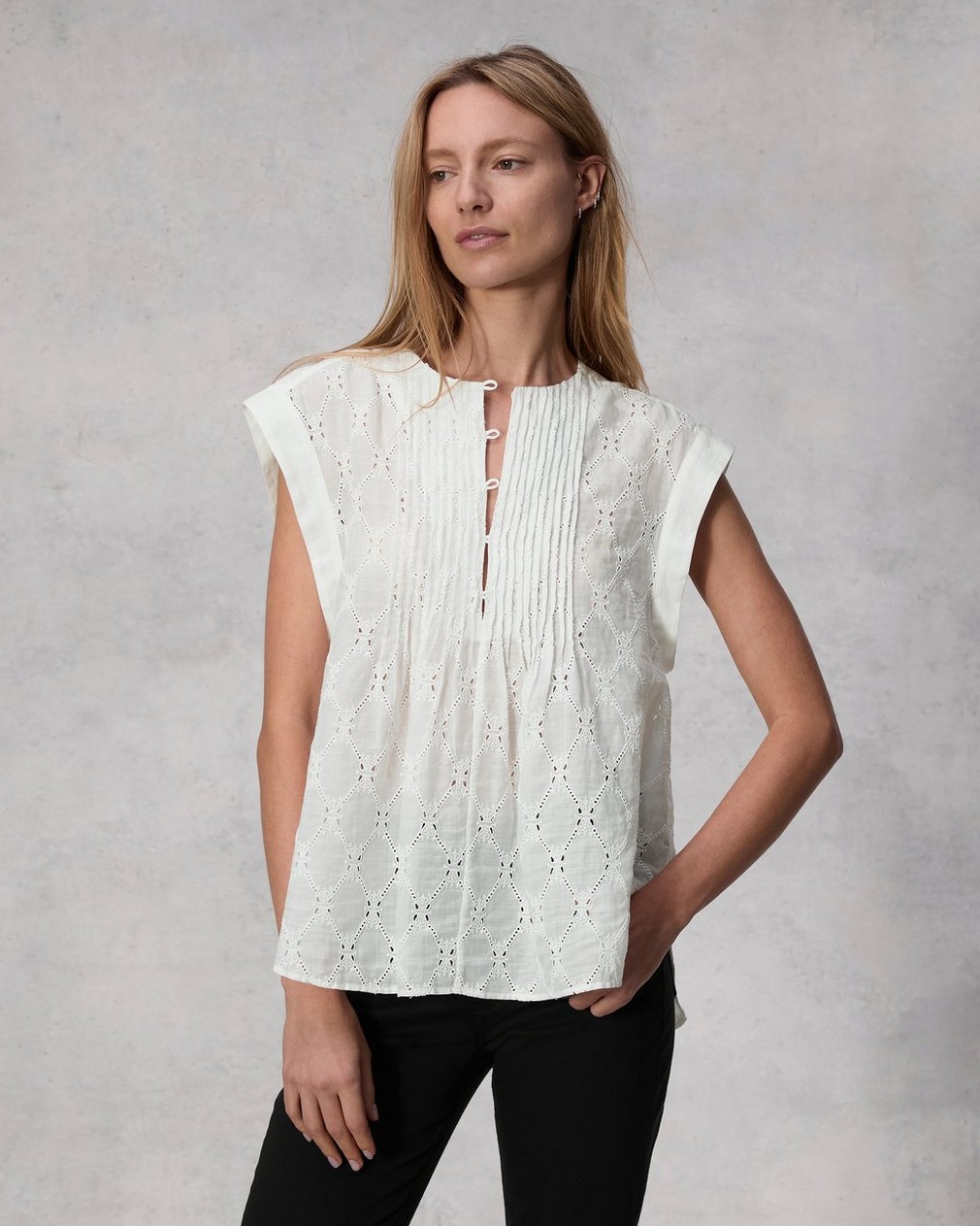 Gabby Ramie Embroidered Top