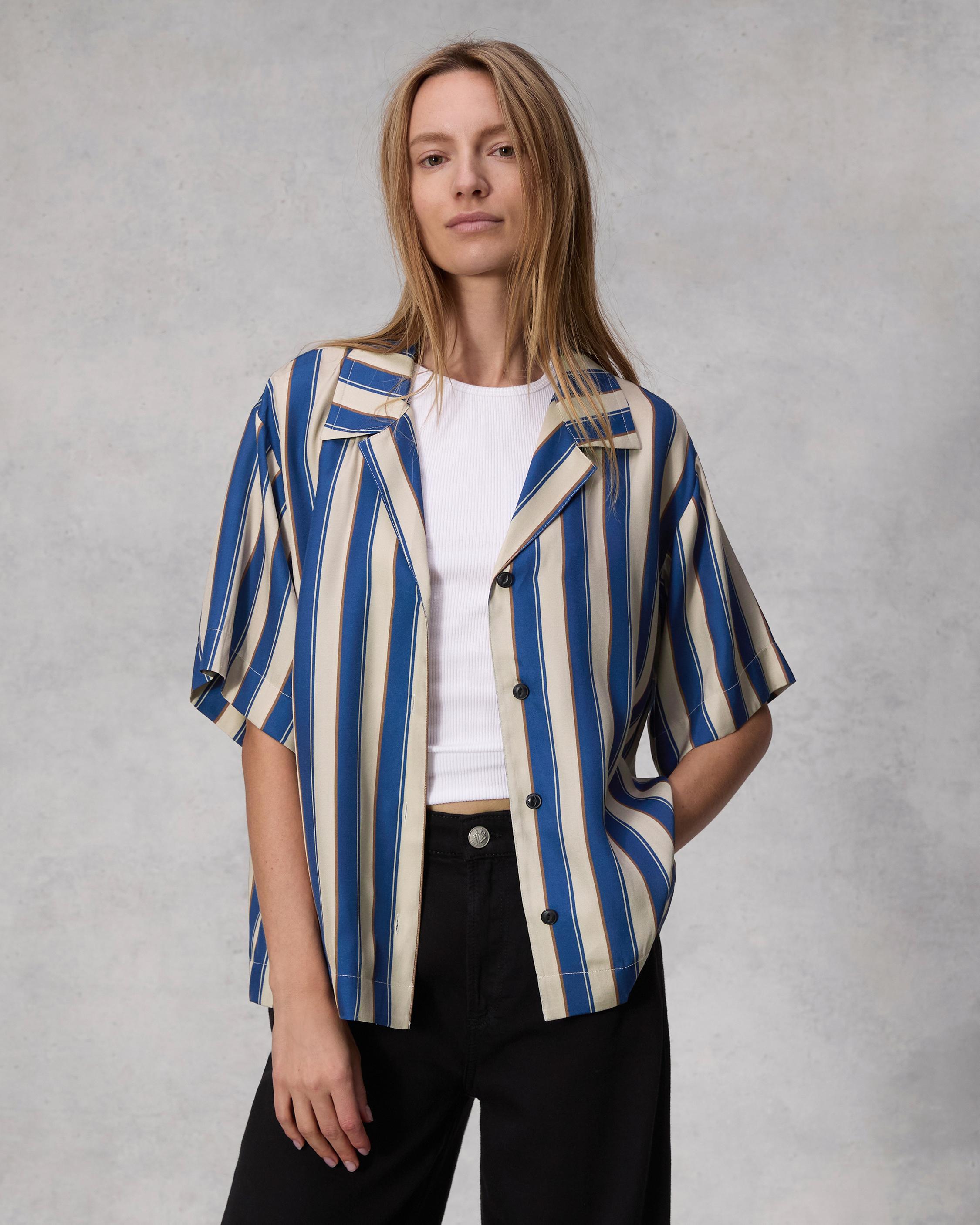 Declan Striped Silk Shirt image number 1